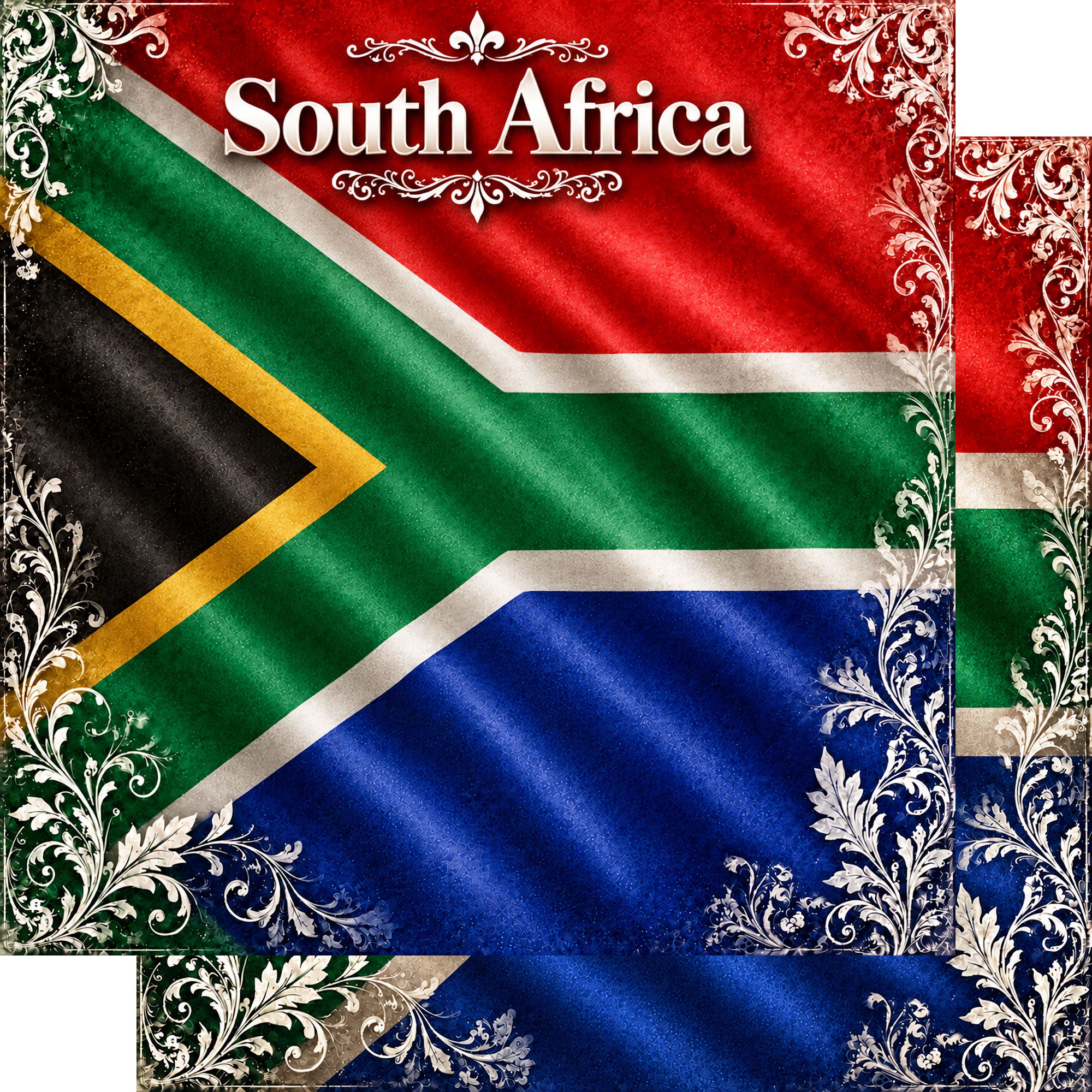 Around The World Collection South Africa Flag 12 x 12 Double-Sided Scrapbook Paper by SSC Designs