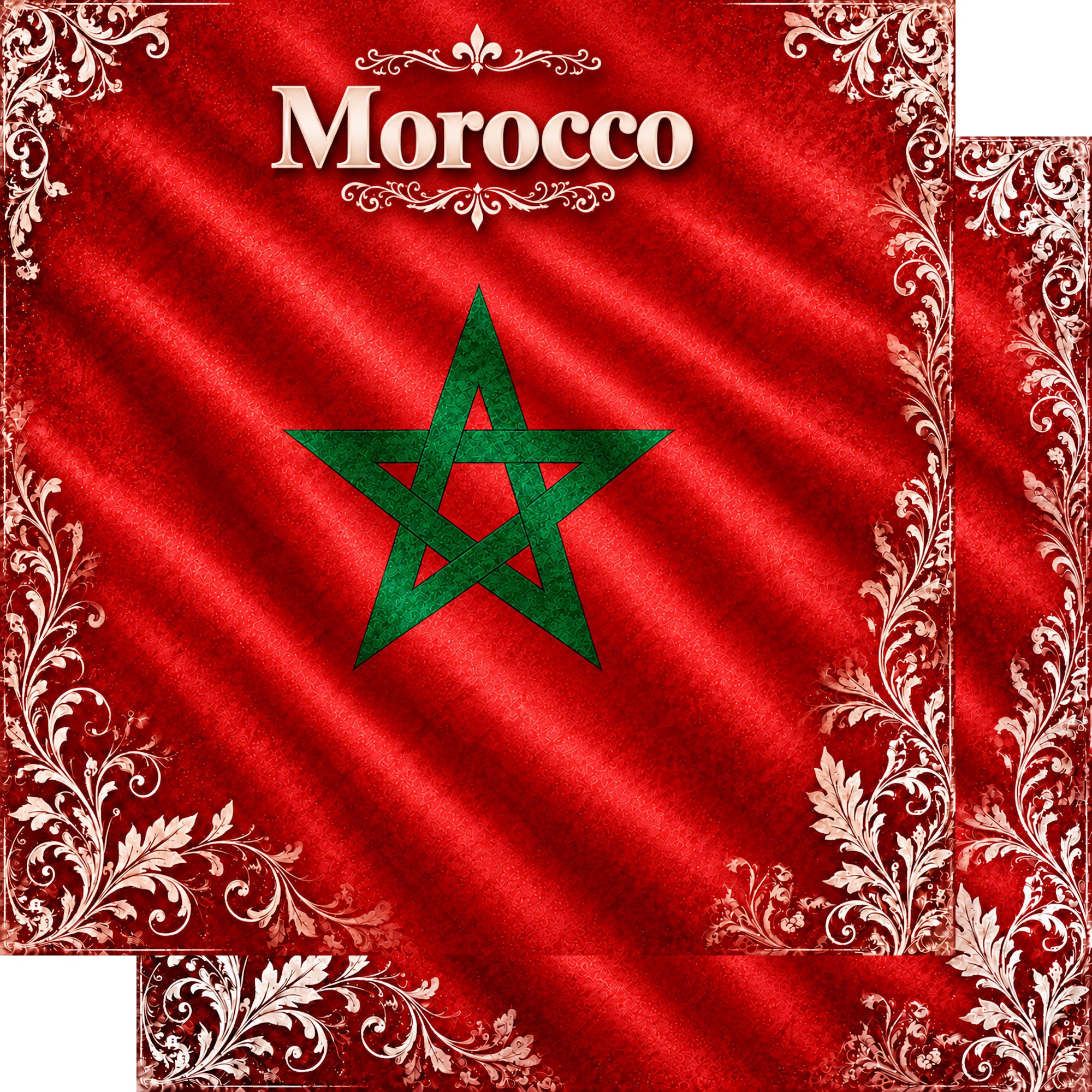Around The World Collection Morocco Flag 12 x 12 Double-Sided Scrapbook Paper by SSC Designs