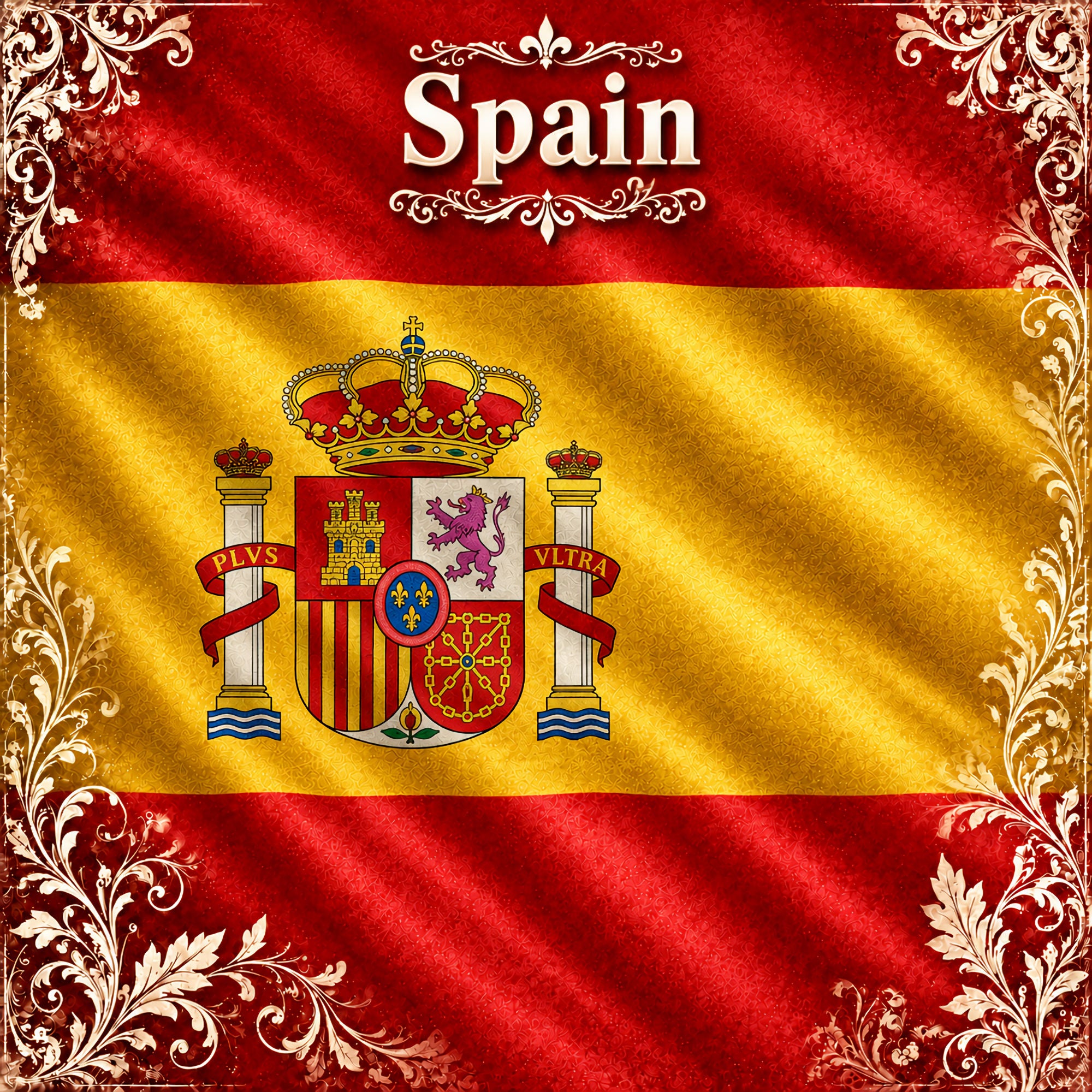 Around The World Collection Spain Flag 12 x 12 Double-Sided Scrapbook Paper by SSC Designs