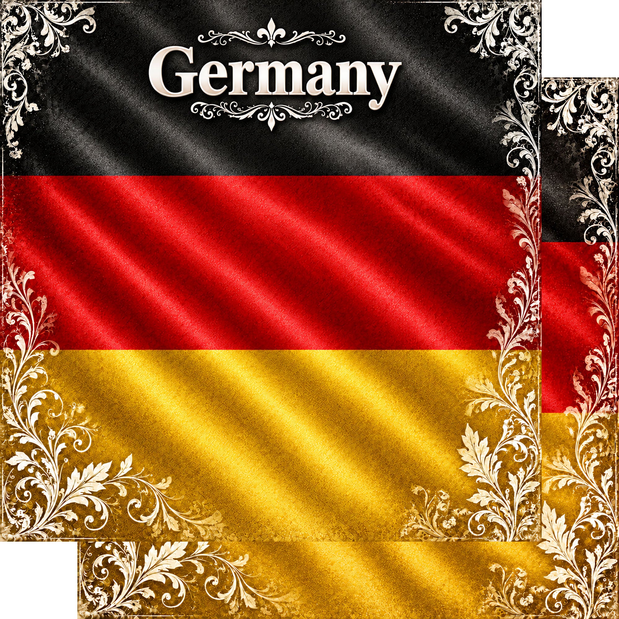 Around The World Collection Germany Flag 12 x 12 Double-Sided Scrapbook Paper by SSC Designs