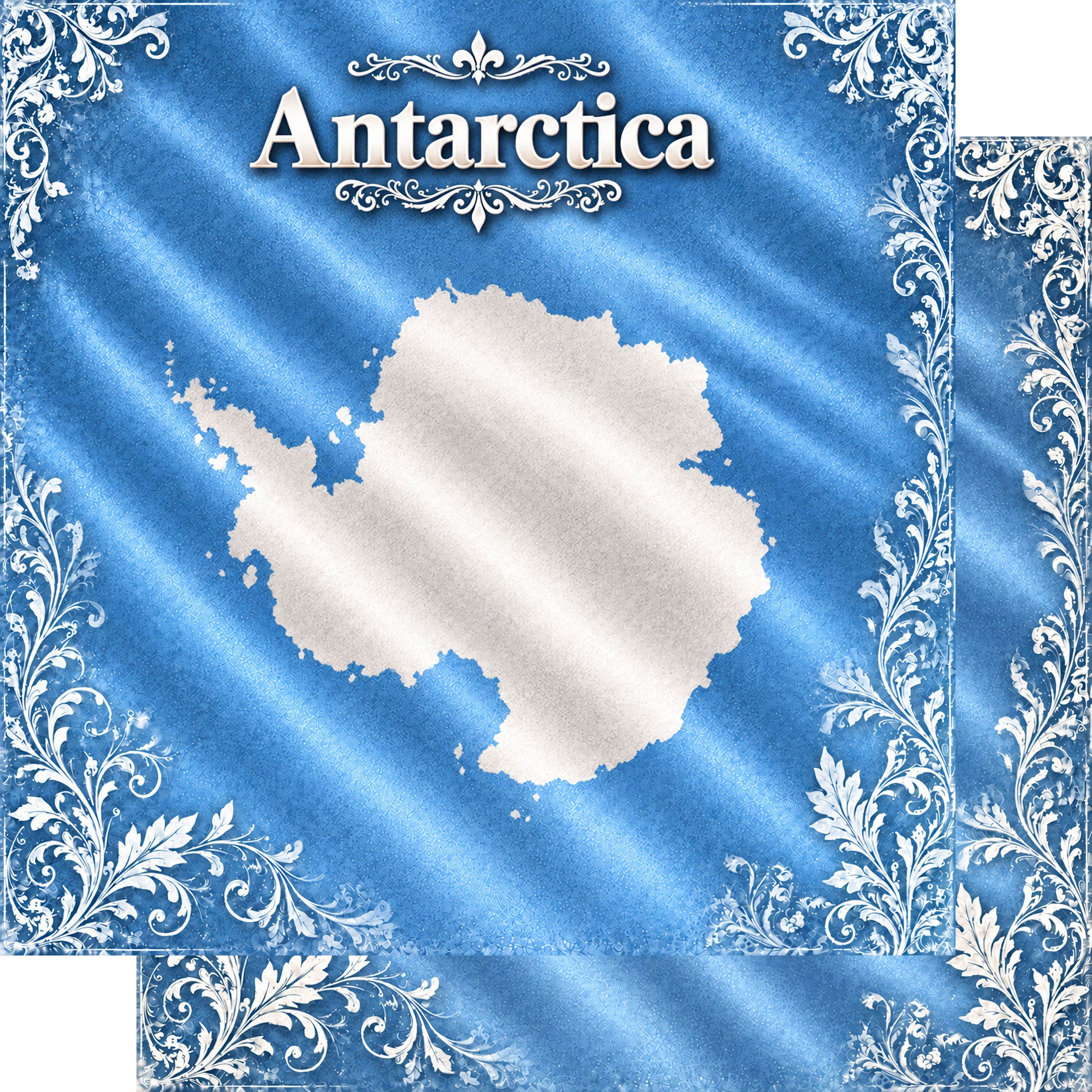 Around The World Collection Antarctica Flag 12 x 12 Double-Sided Scrapbook Paper by SSC Designs