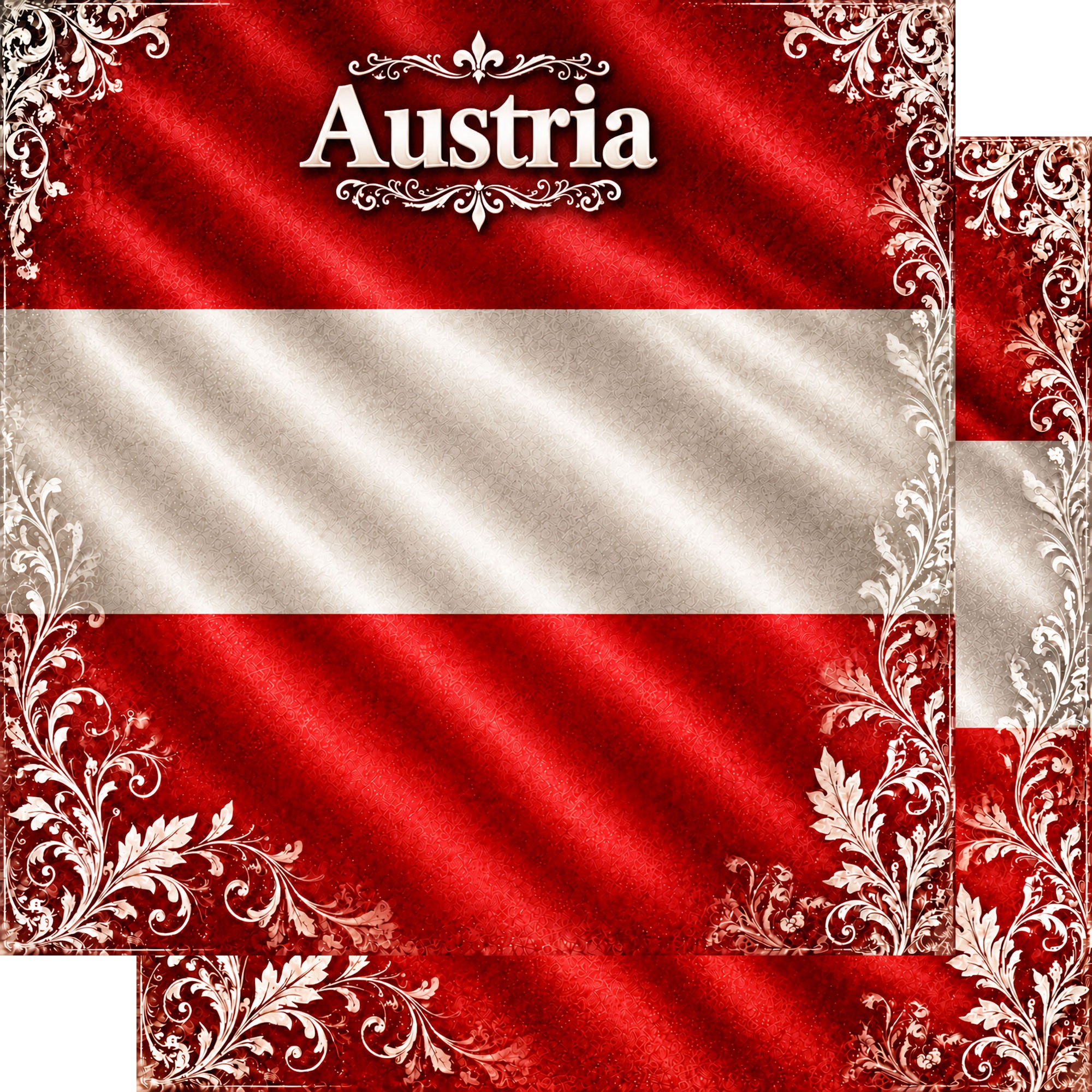 Around The World Collection Austria Flag 12 x 12 Double-Sided Scrapbook Paper by SSC Designs