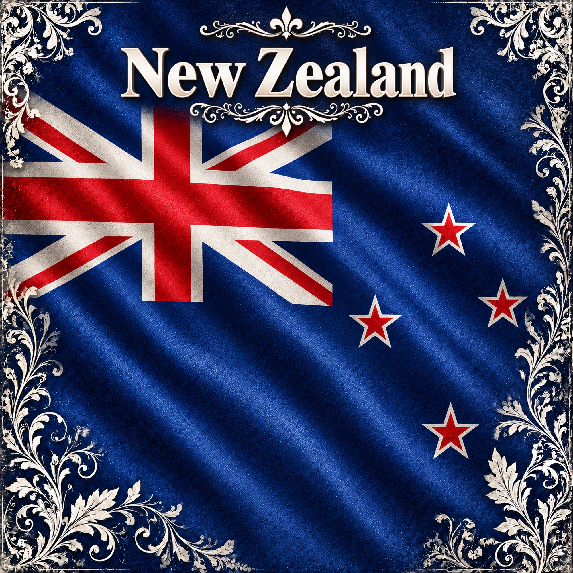 Around The World Collection New Zealand Flag 12 x 12 Double-Sided Scrapbook Paper by SSC Designs