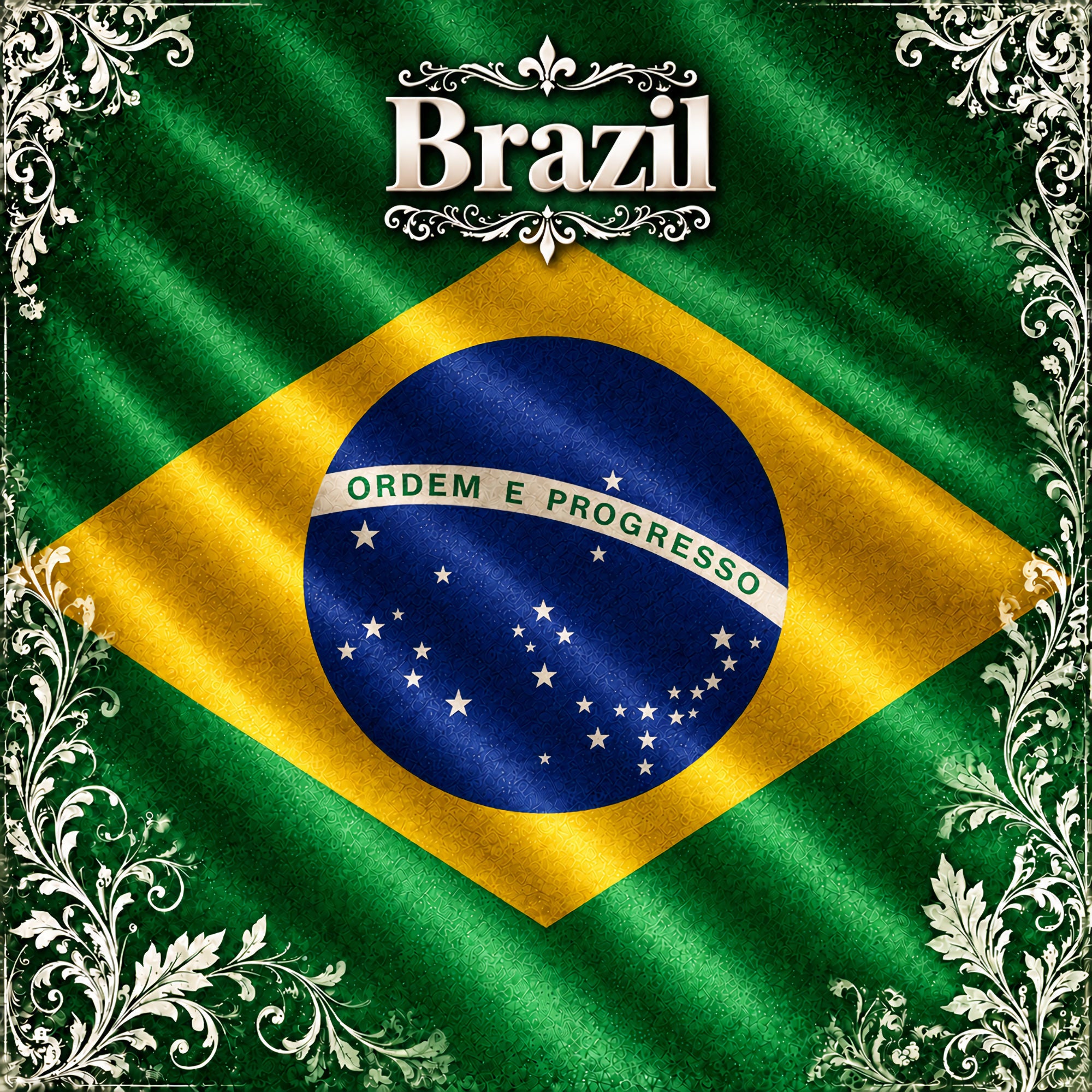 Around The World Collection Brazil Flag 12 x 12 Double-Sided Scrapbook Paper by SSC Designs