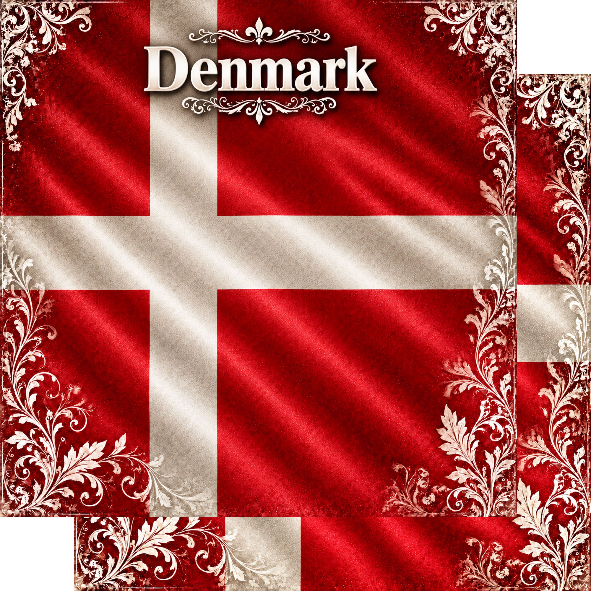 Around The World Collection Denmark Flag 12 x 12 Double-Sided Scrapbook Paper by SSC Designs