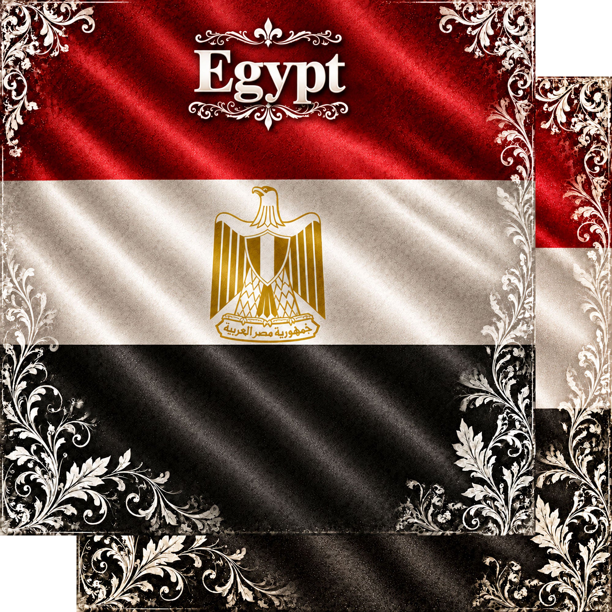 Around The World Collection Egypt Flag 12 x 12 Double-Sided Scrapbook Paper by SSC Designs