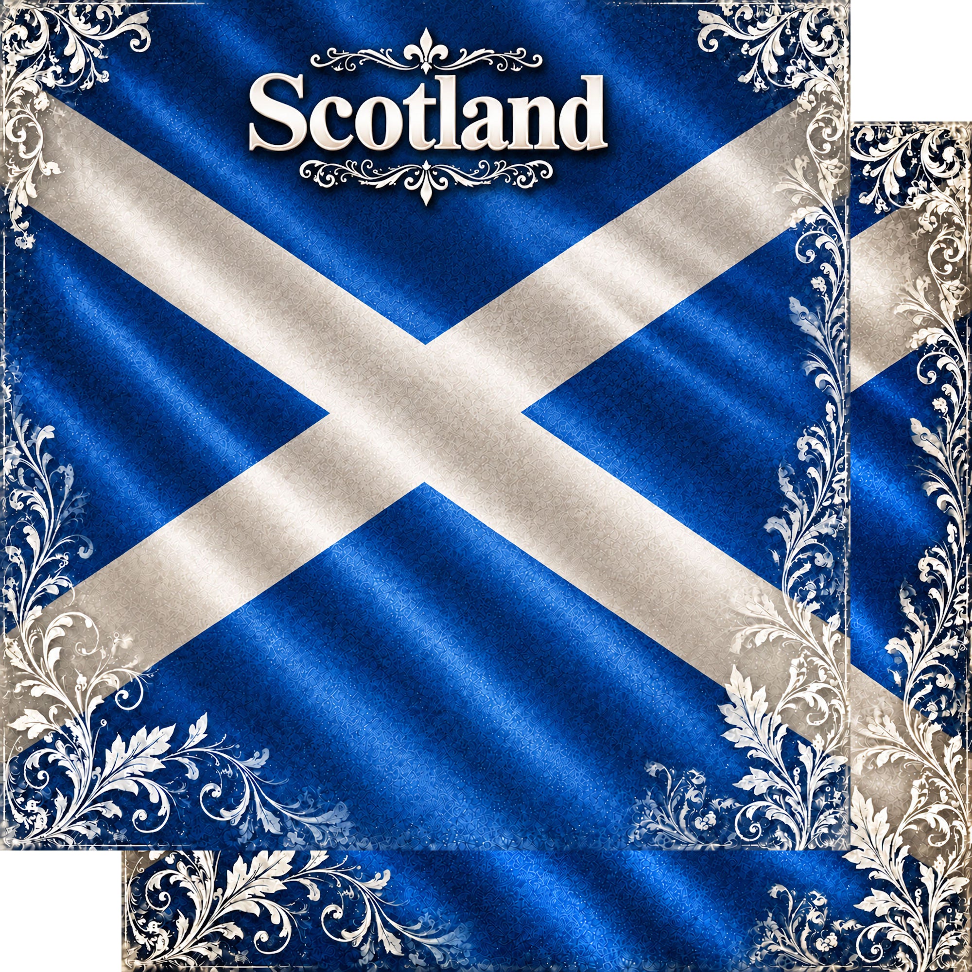 Around The World Collection Scotland Flag 12 x 12 Double-Sided Scrapbook Paper by SSC Designs