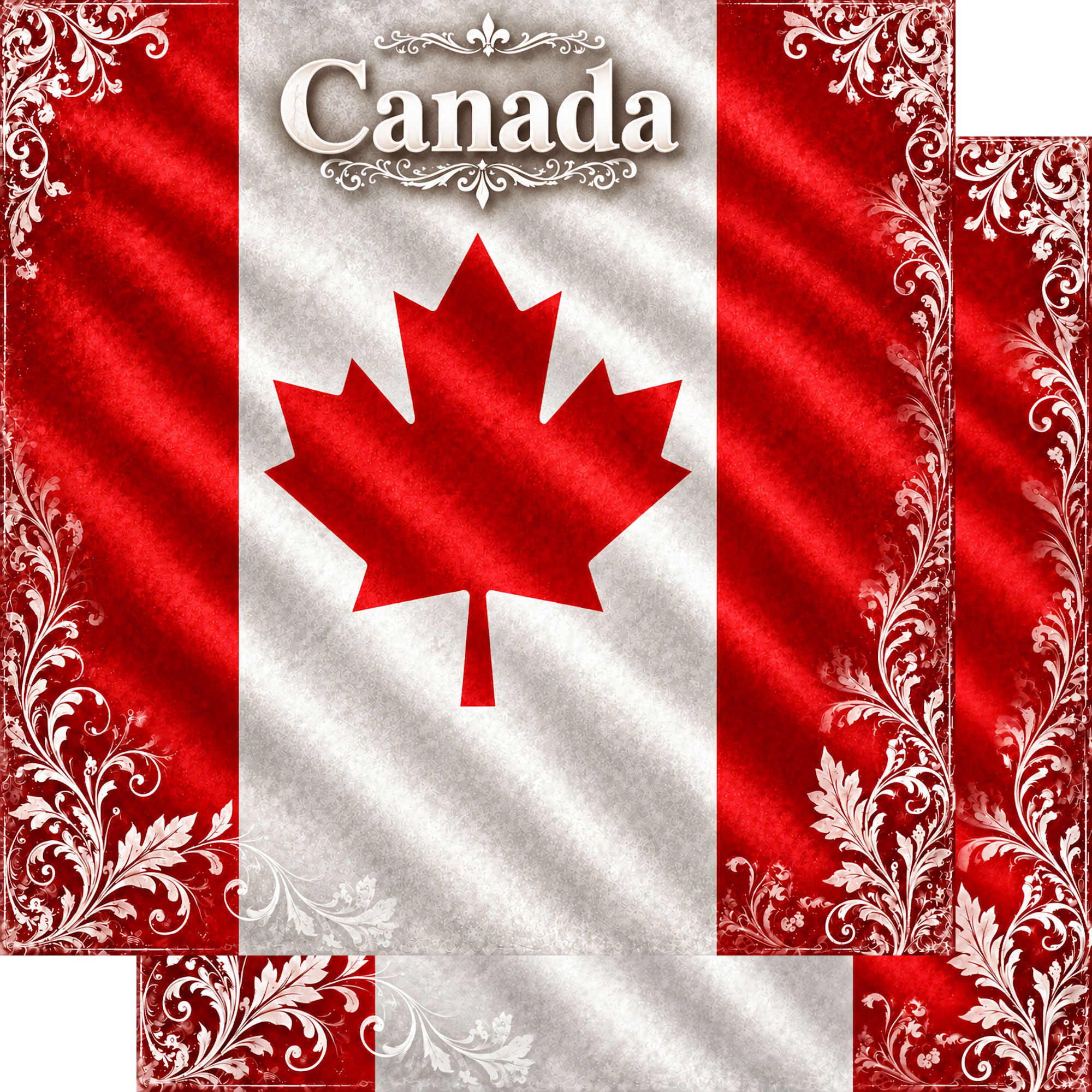 Around The World Collection Canada Flag 12 x 12 Double-Sided Scrapbook Paper by SSC Designs