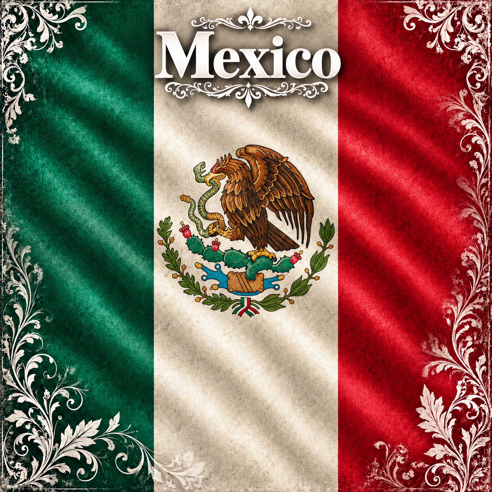 Around The World Collection Mexico Flag 12 x 12 Double-Sided Scrapbook Paper by SSC Designs