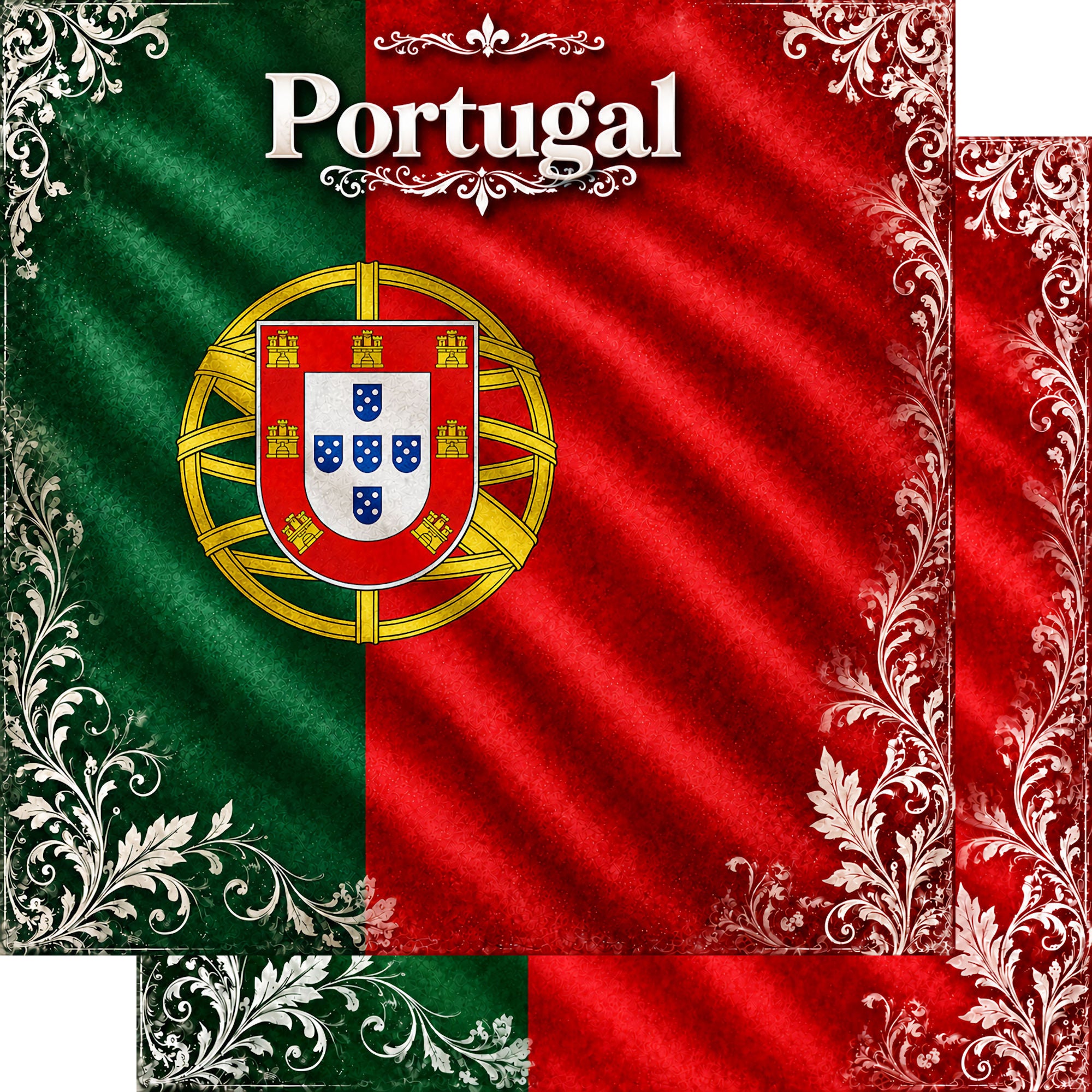 Around The World Collection Portugal Flag 12 x 12 Double-Sided Scrapbook Paper by SSC Designs