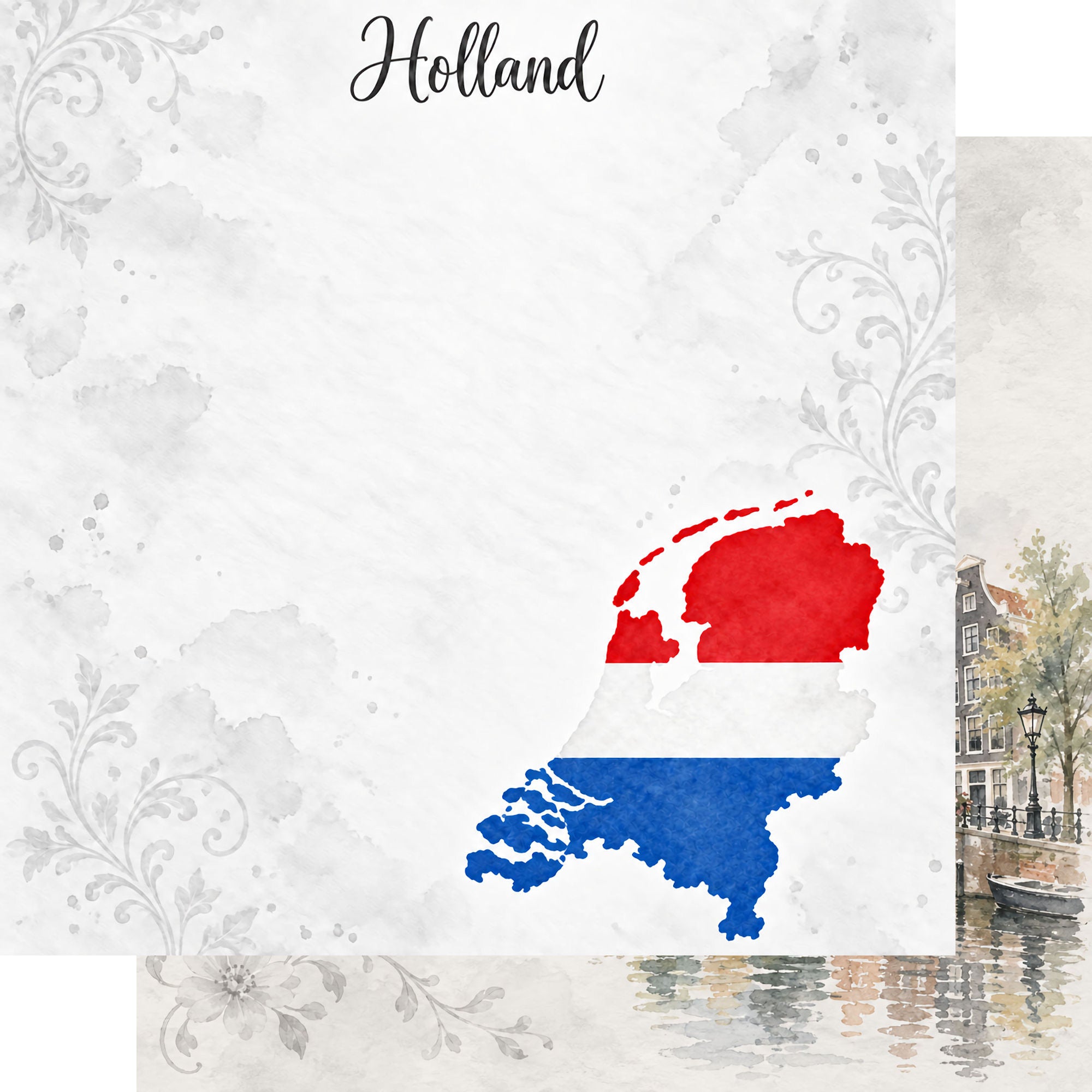 Around The World Collection Holland Amsterdam 12 x 12 Double-Sided Scrapbook Paper by SSC Designs