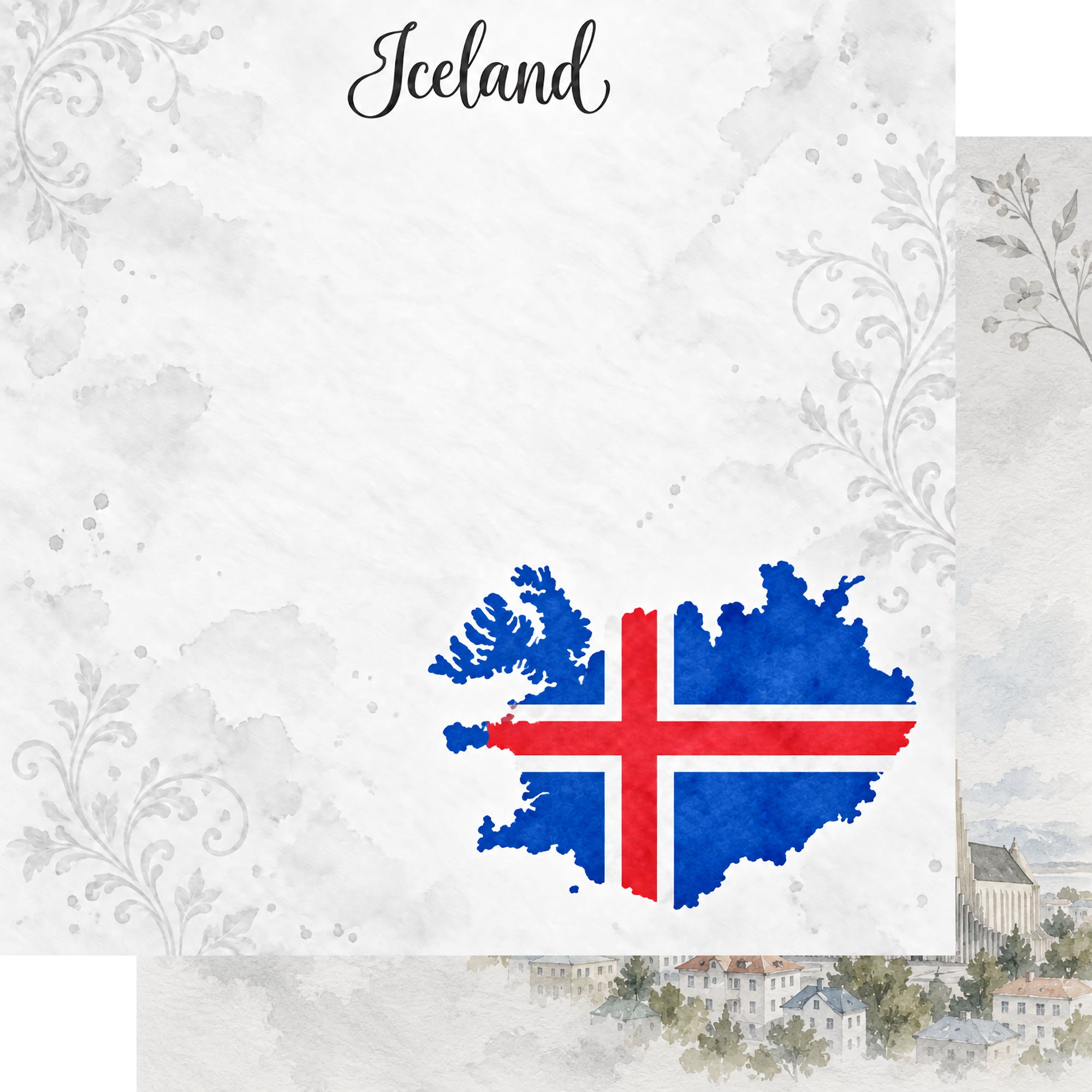 Around The World Collection Iceland Reykjavik 12 x 12 Double-Sided Scrapbook Paper by SSC Designs