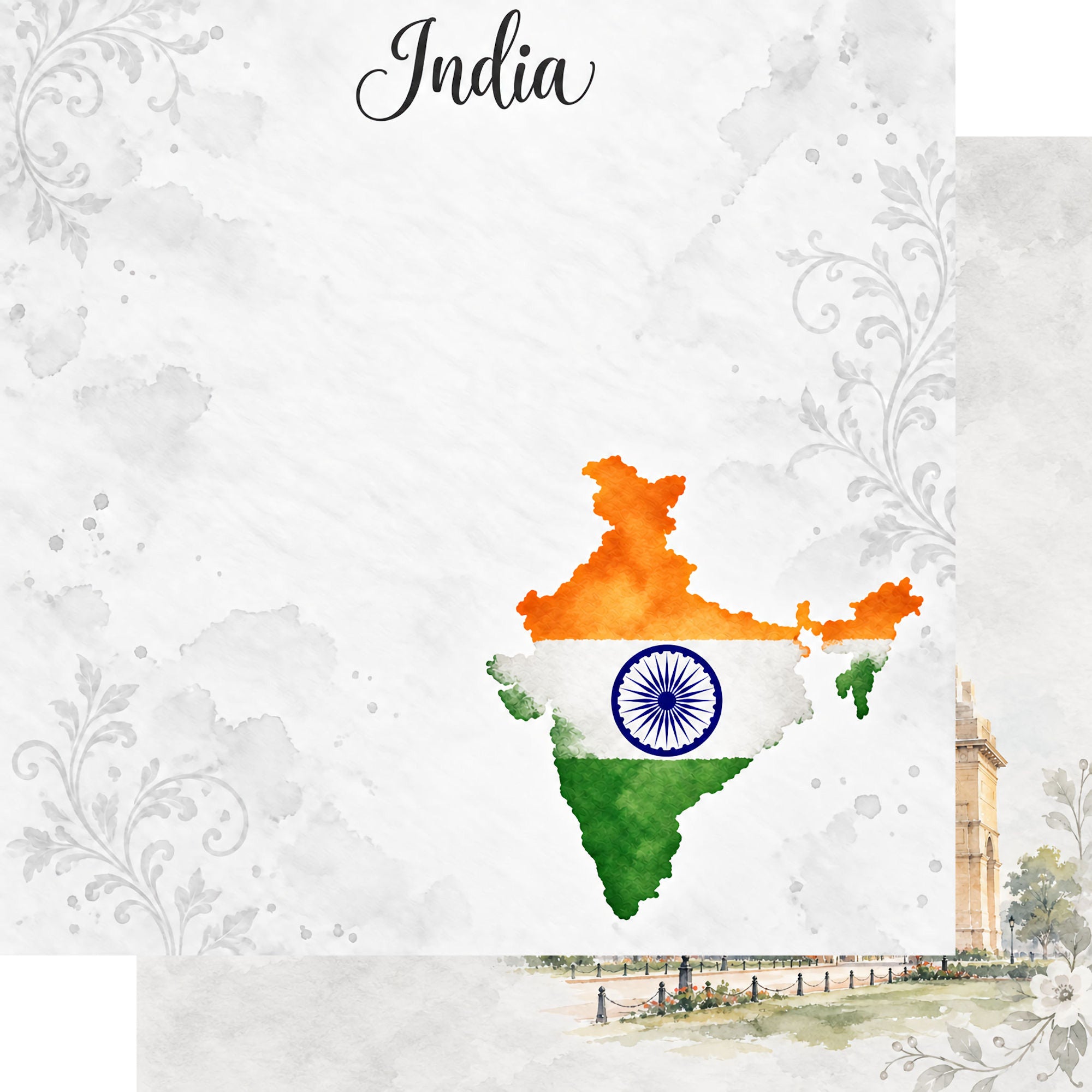 Around The World Collection India New Delhi 12 x 12 Double-Sided Scrapbook Paper by SSC Designs
