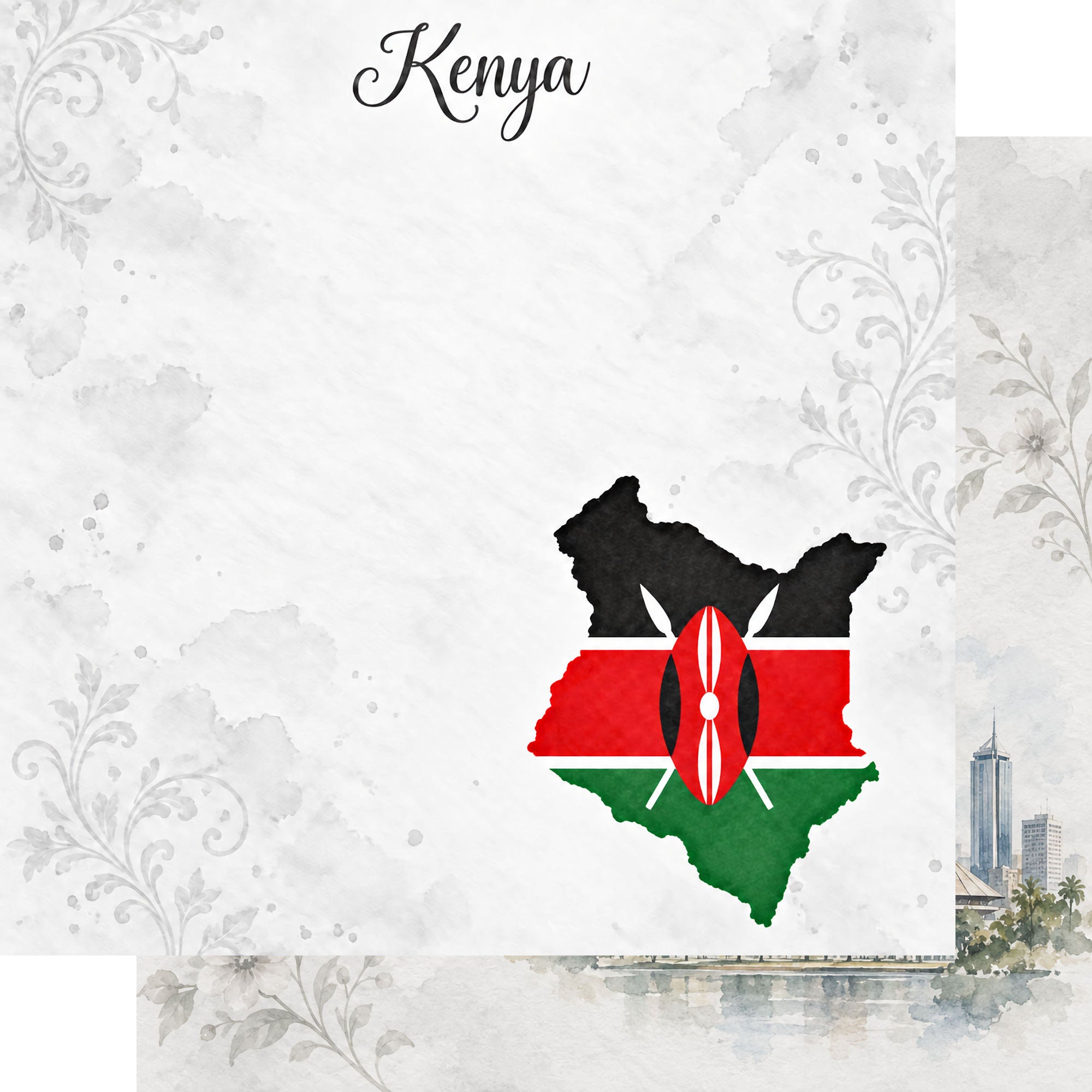 Around The World Collection Kenya  Nairobi 12 x 12 Double-Sided Scrapbook Paper by SSC Designs