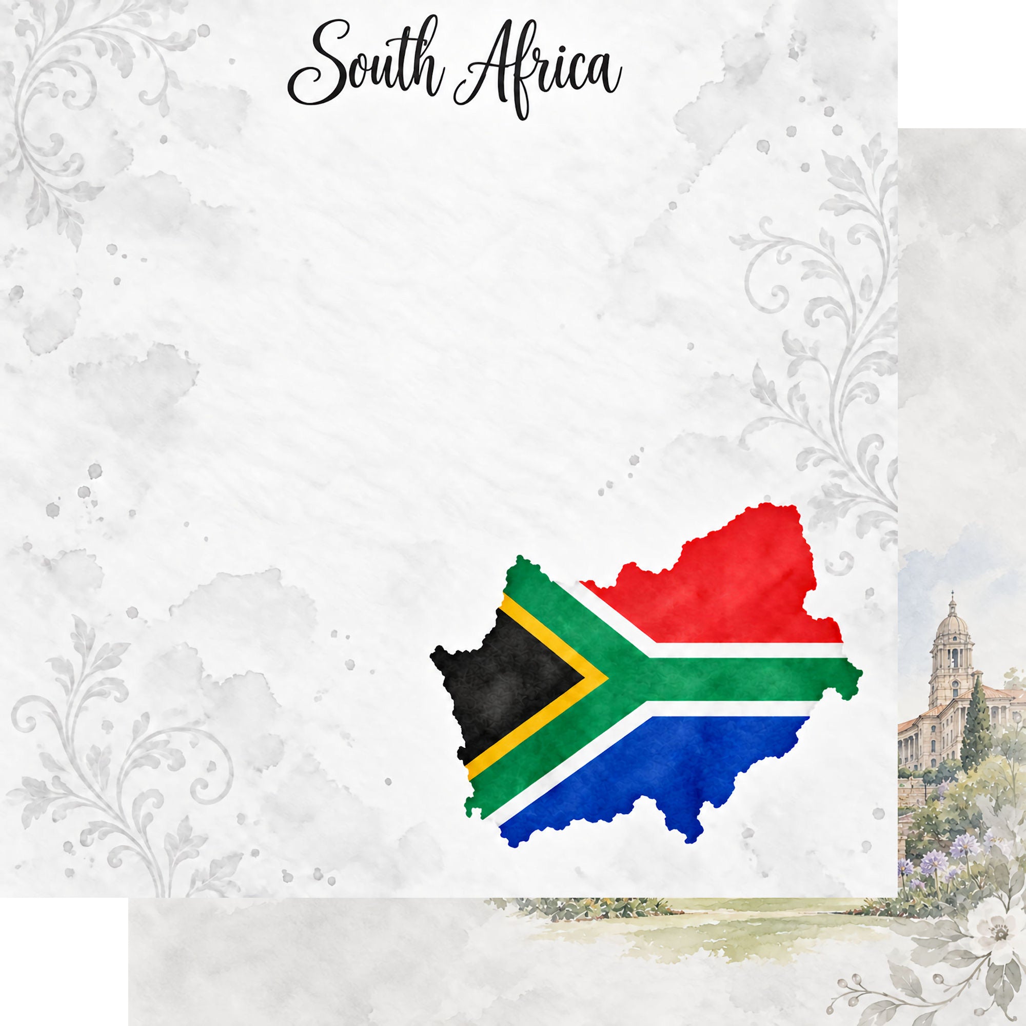 Around The World Collection South Africa Pretoria 12 x 12 Double-Sided Scrapbook Paper by SSC Designs