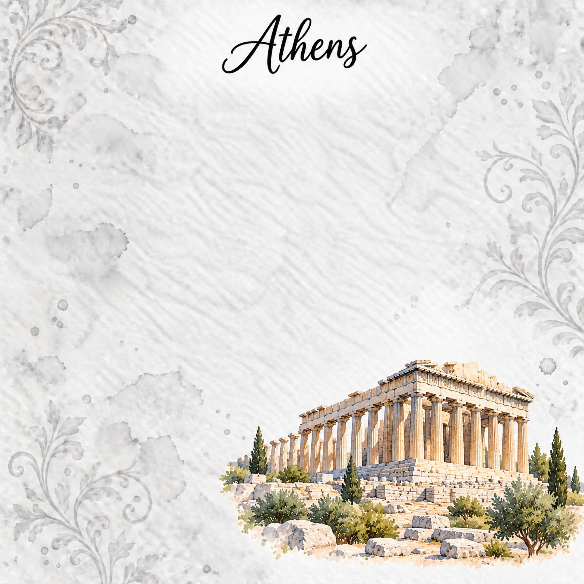 Around The World Collection Greece Athens 12 x 12 Double-Sided Scrapbook Paper by SSC Designs