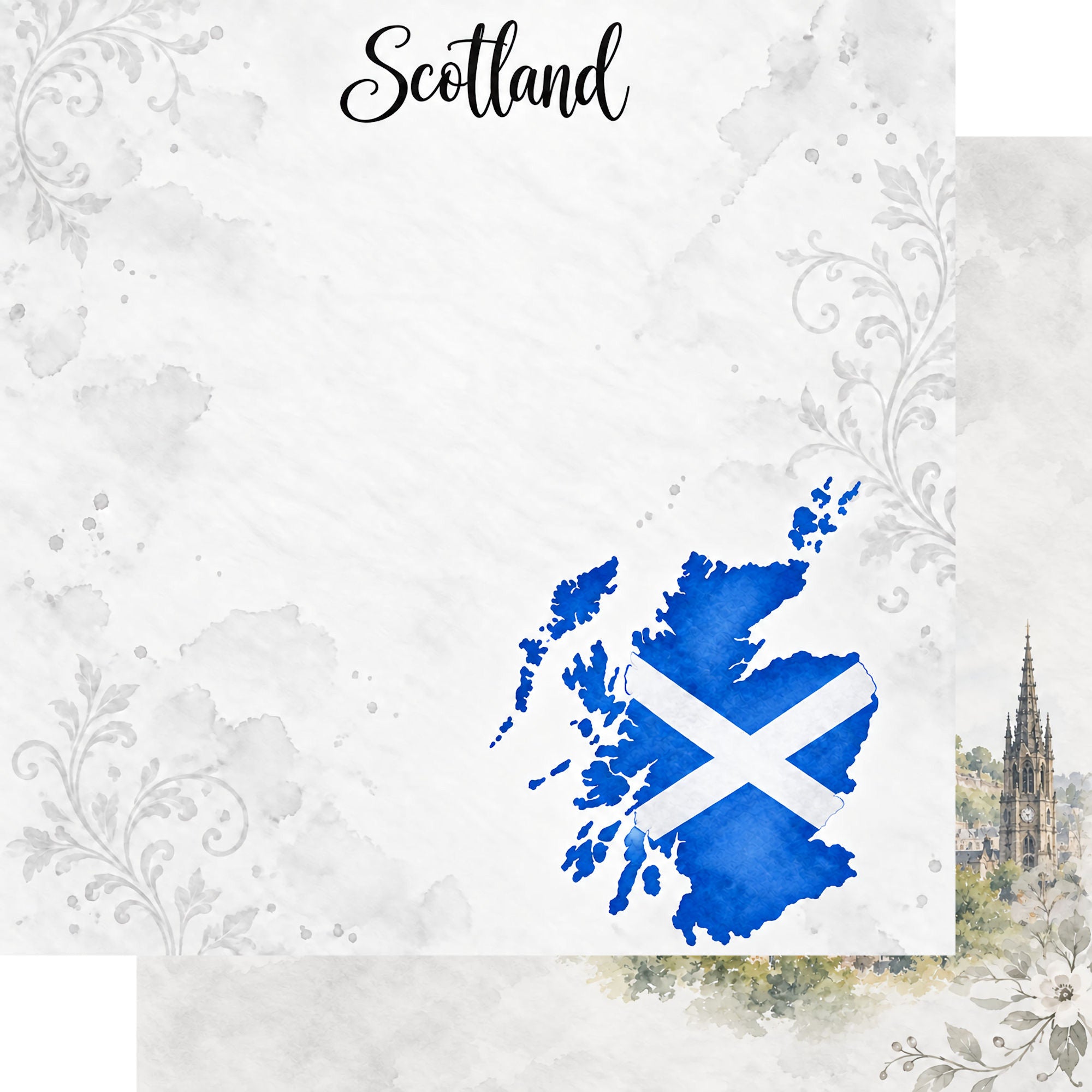 Around The World Collection Scotland Edinburgh 12 x 12 Double-Sided Scrapbook Paper by SSC Designs