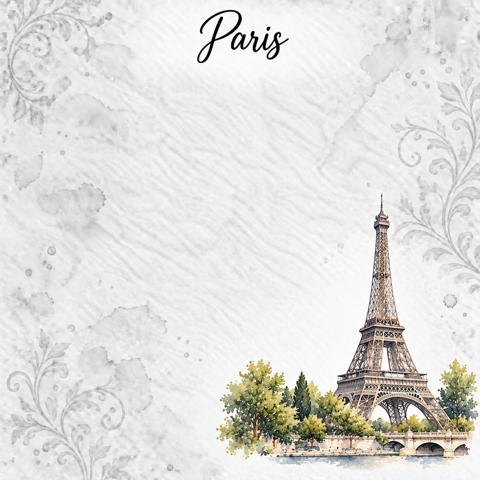 Around The World Collection France Paris 12 x 12 Double-Sided Scrapbook Paper by SSC Designs