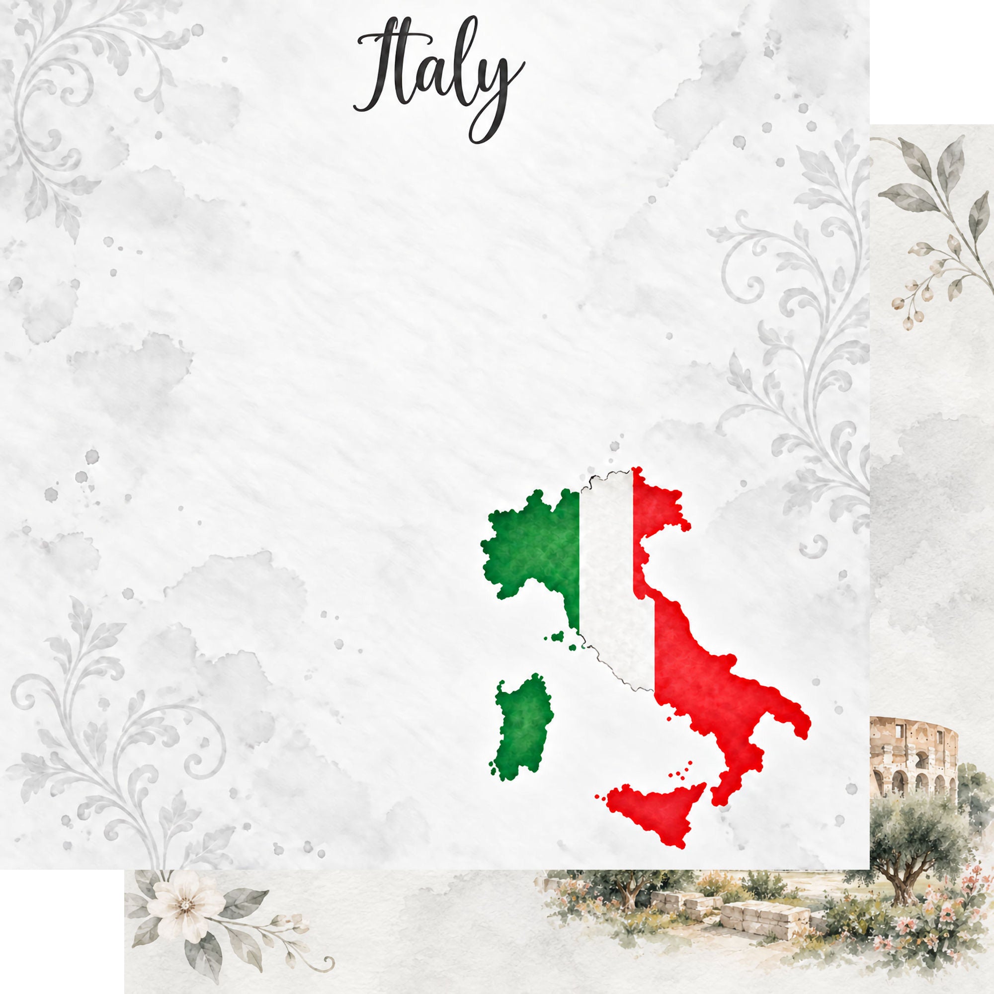 Around The World Collection Italy Rome 12 x 12 Double-Sided Scrapbook Paper by SSC Designs
