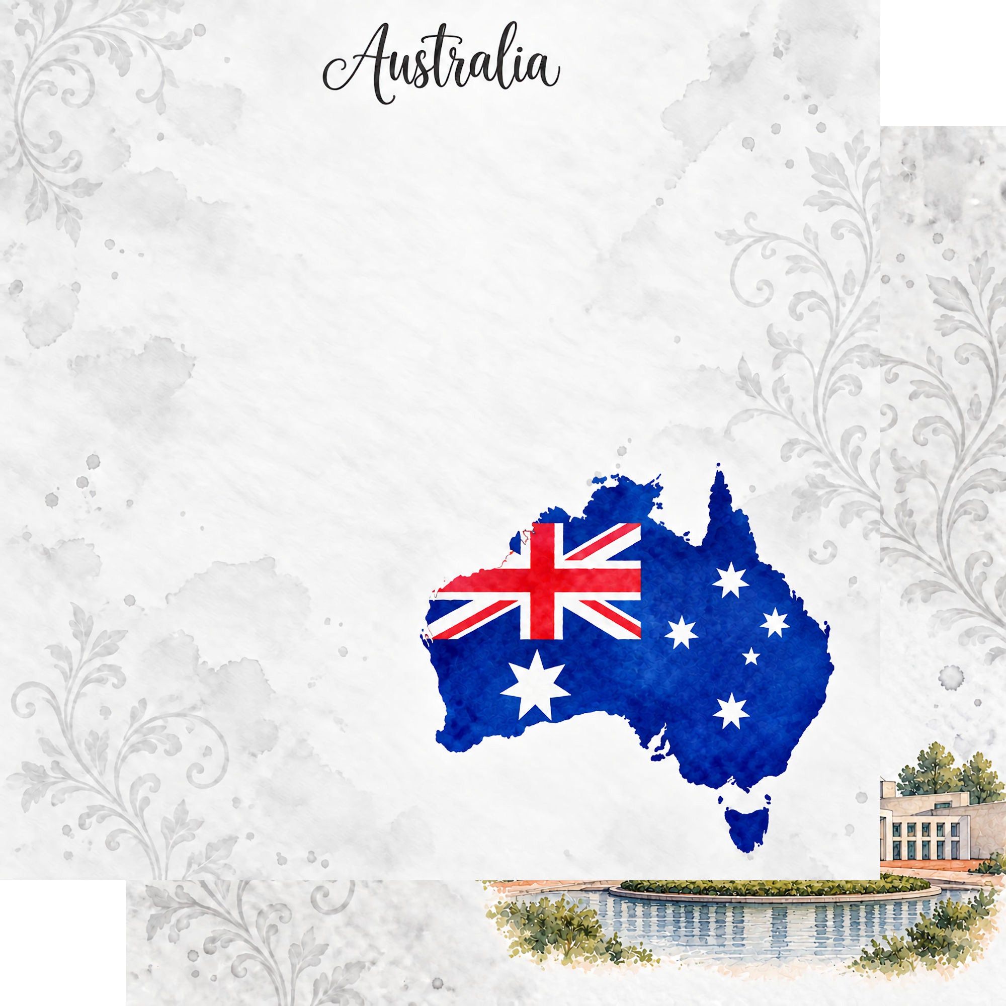 Around The World Collection Australia Canberra 12 x 12 Double-Sided Scrapbook Paper by SSC Designs