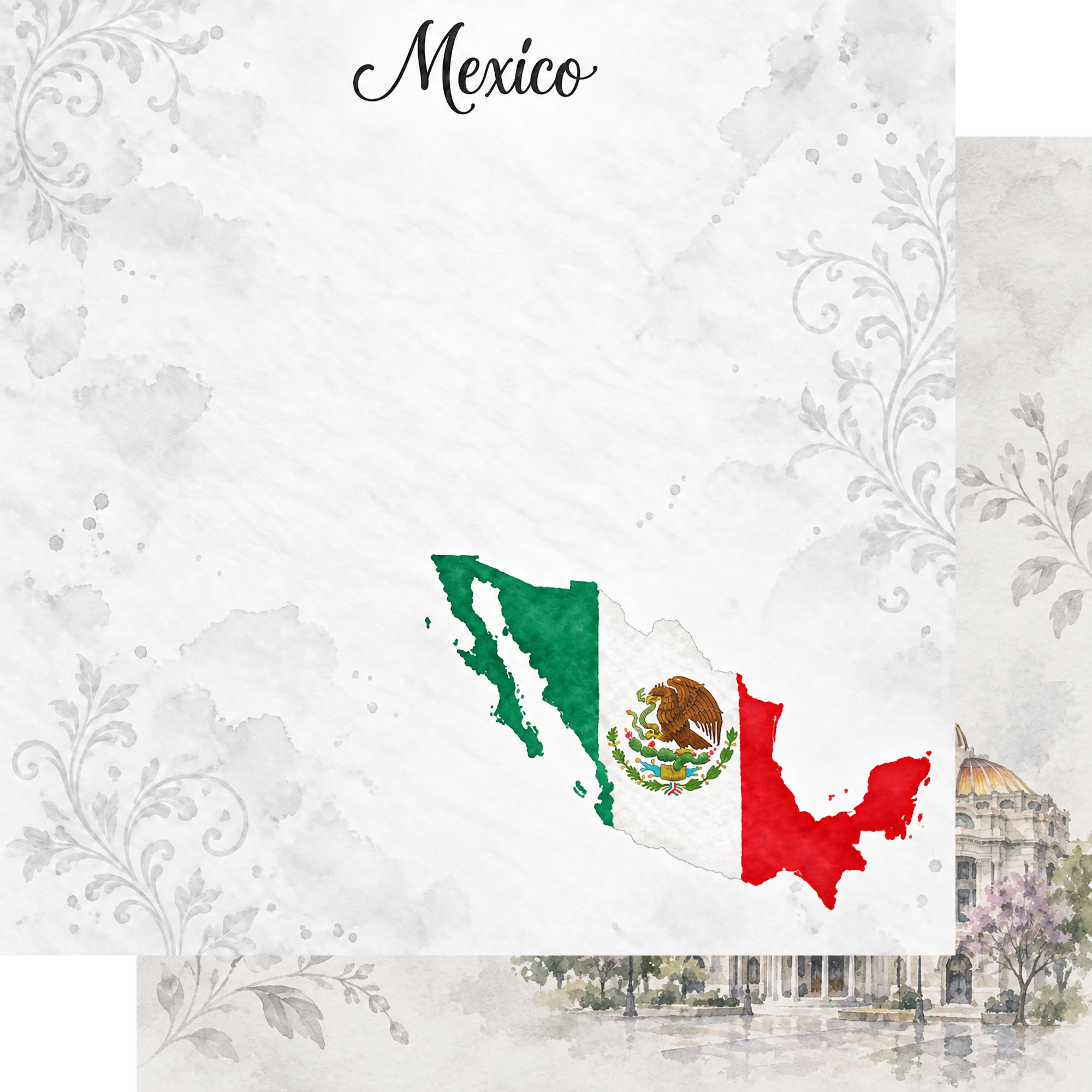 Around The World Collection Mexico, Mexico City 12 x 12 Double-Sided Scrapbook Paper by SSC Designs