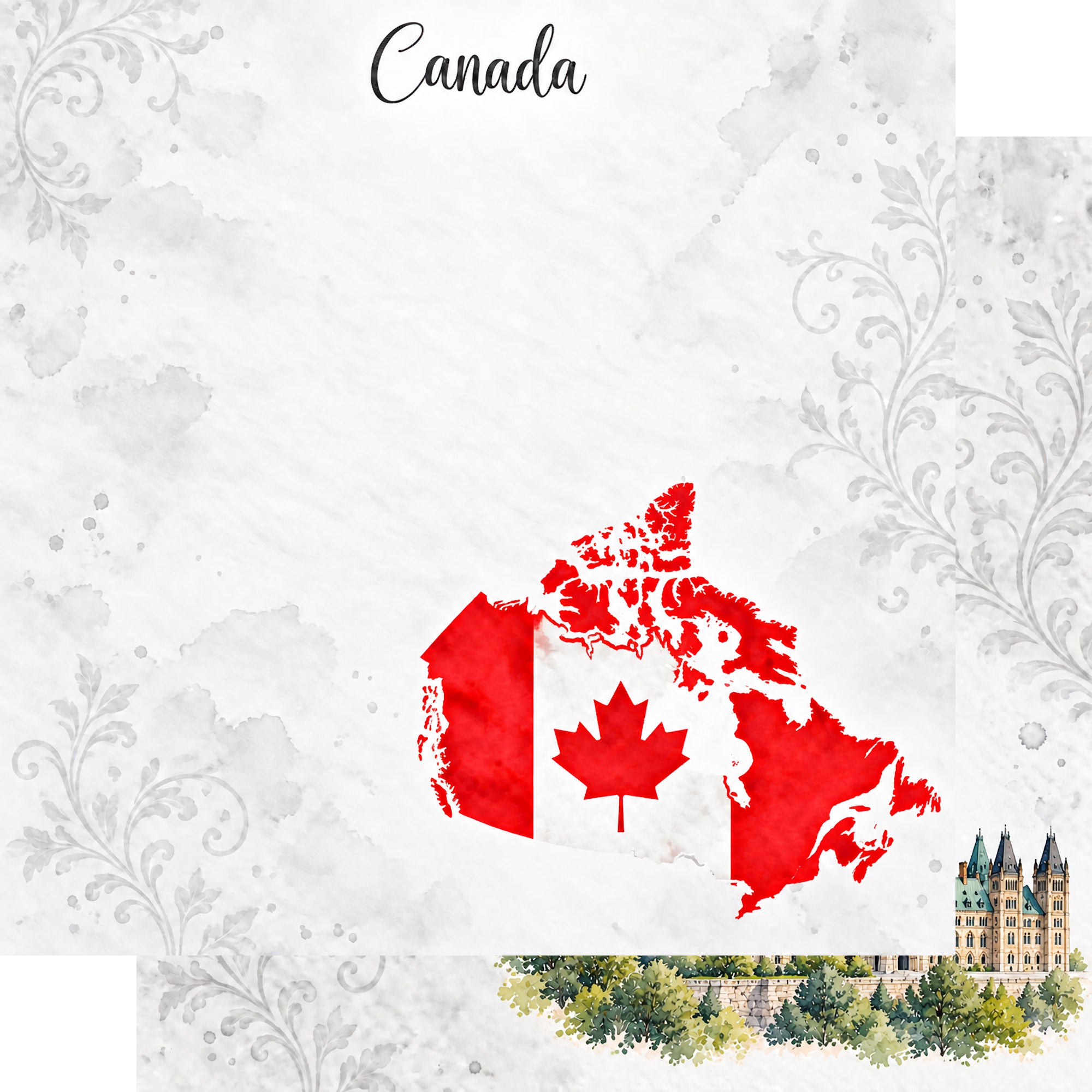Around The World Collection Canada Ottawa 12 x 12 Double-Sided Scrapbook Paper by SSC Designs