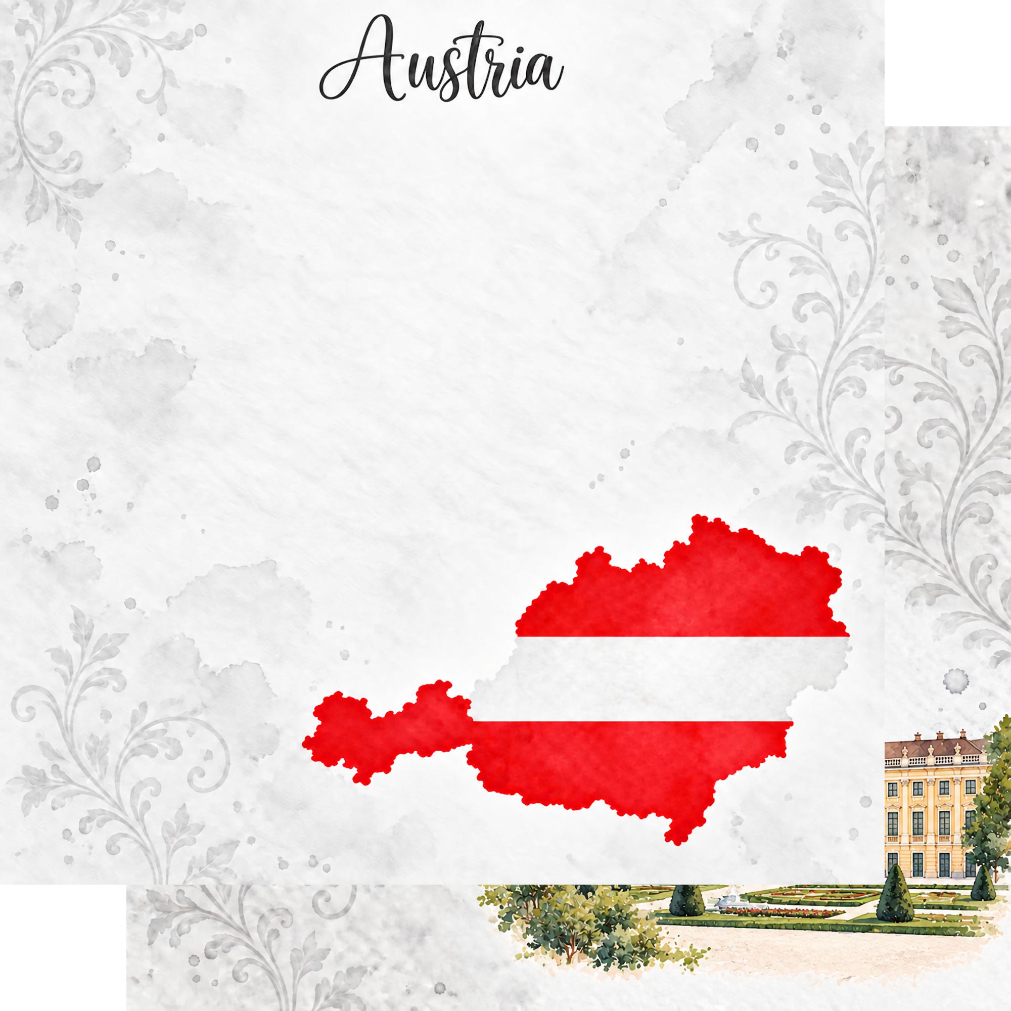 Around The World Collection Austria Vienna 12 x 12 Double-Sided Scrapbook Paper by SSC Designs