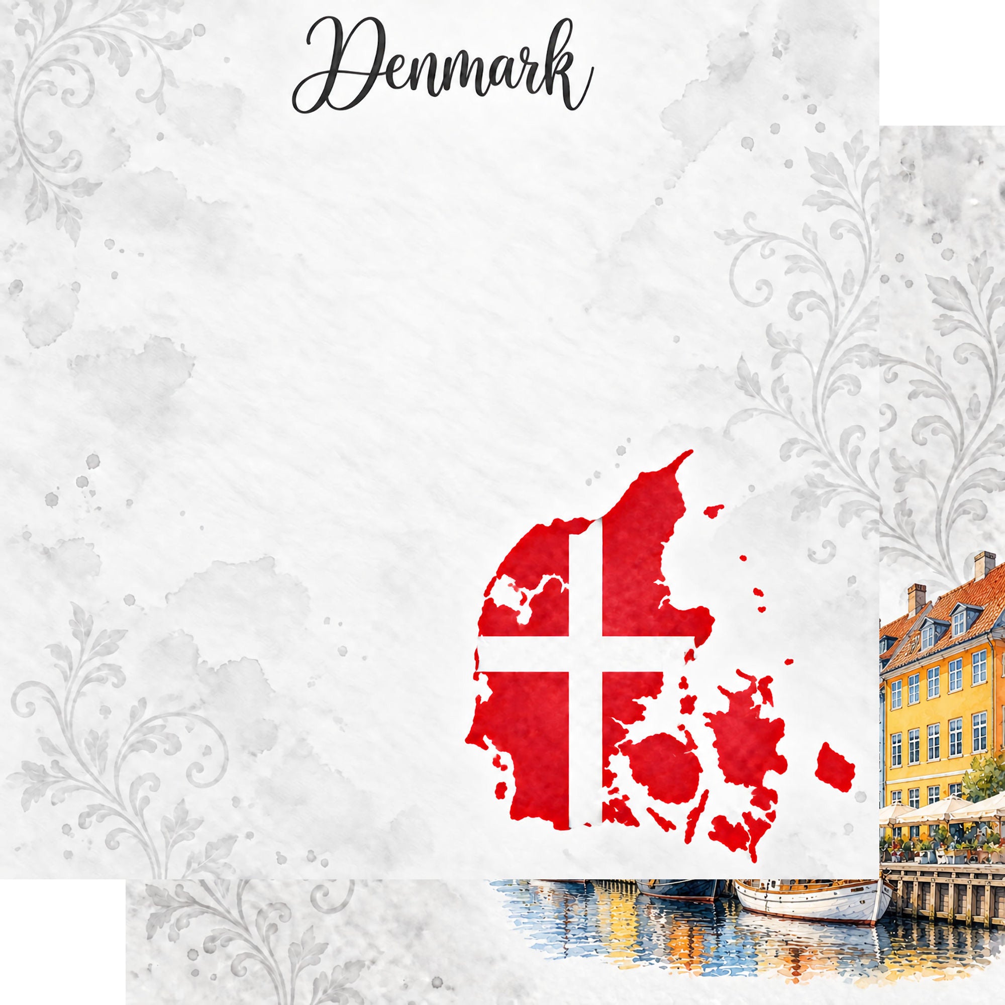 Around The World Collection Denmark Copenhagen 12 x 12 Double-Sided Scrapbook Paper by SSC Designs
