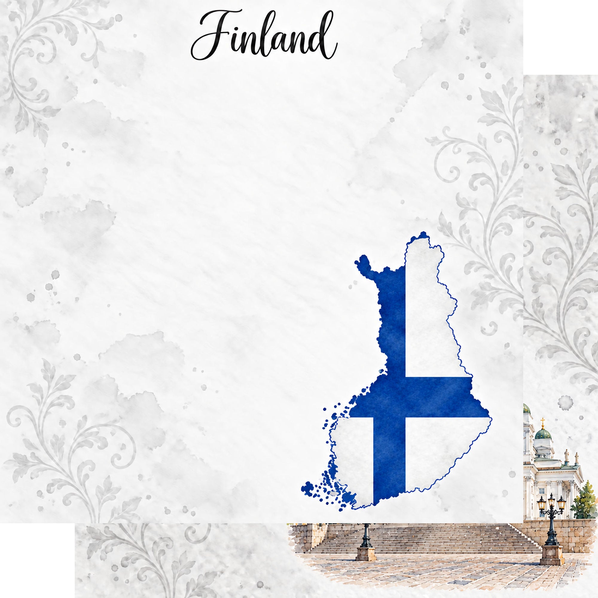 Around The World Collection Finland Helsinski 12 x 12 Double-Sided Scrapbook Paper by SSC Designs