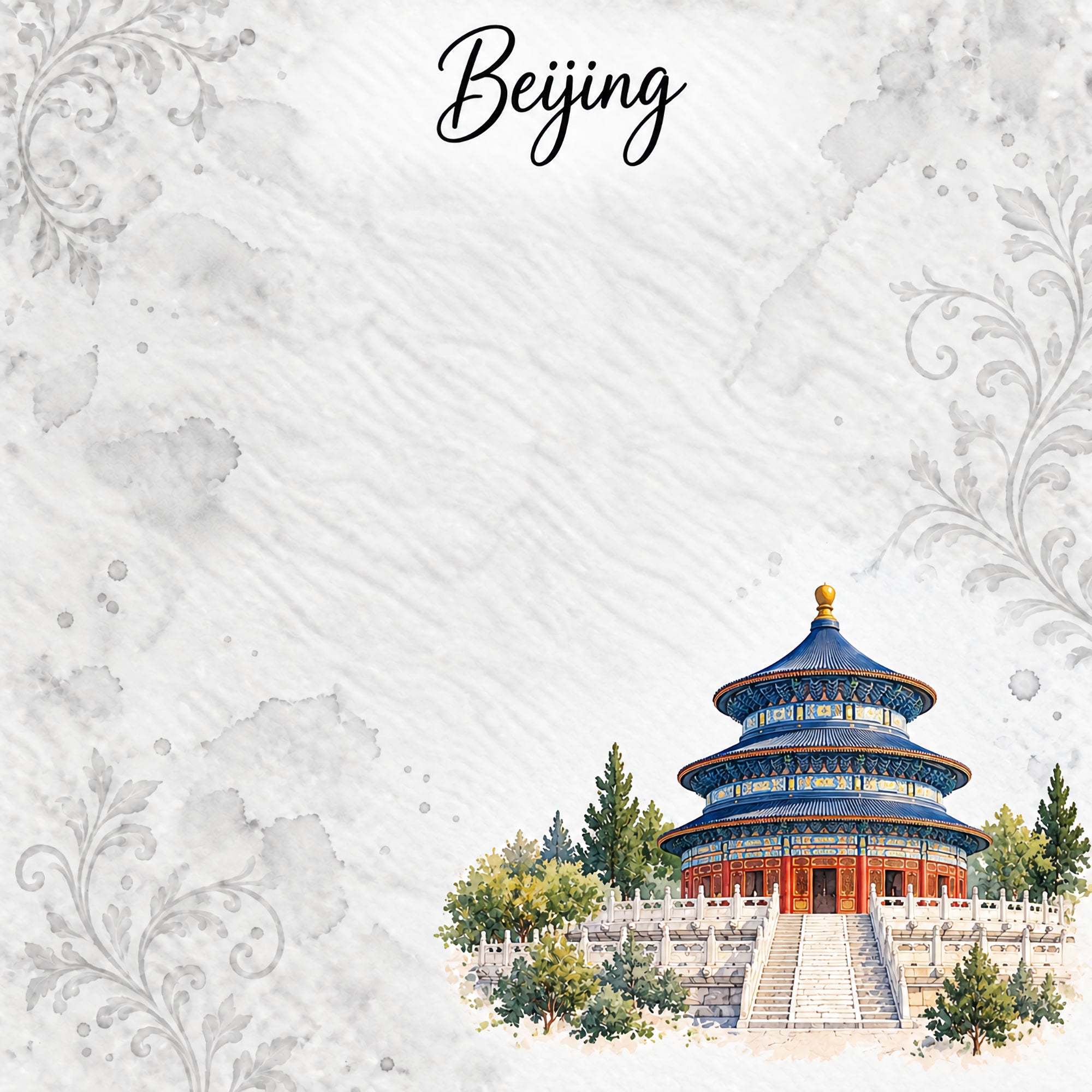 Around The World Collection China Beijing 12 x 12 Double-Sided Scrapbook Paper by SSC Designs