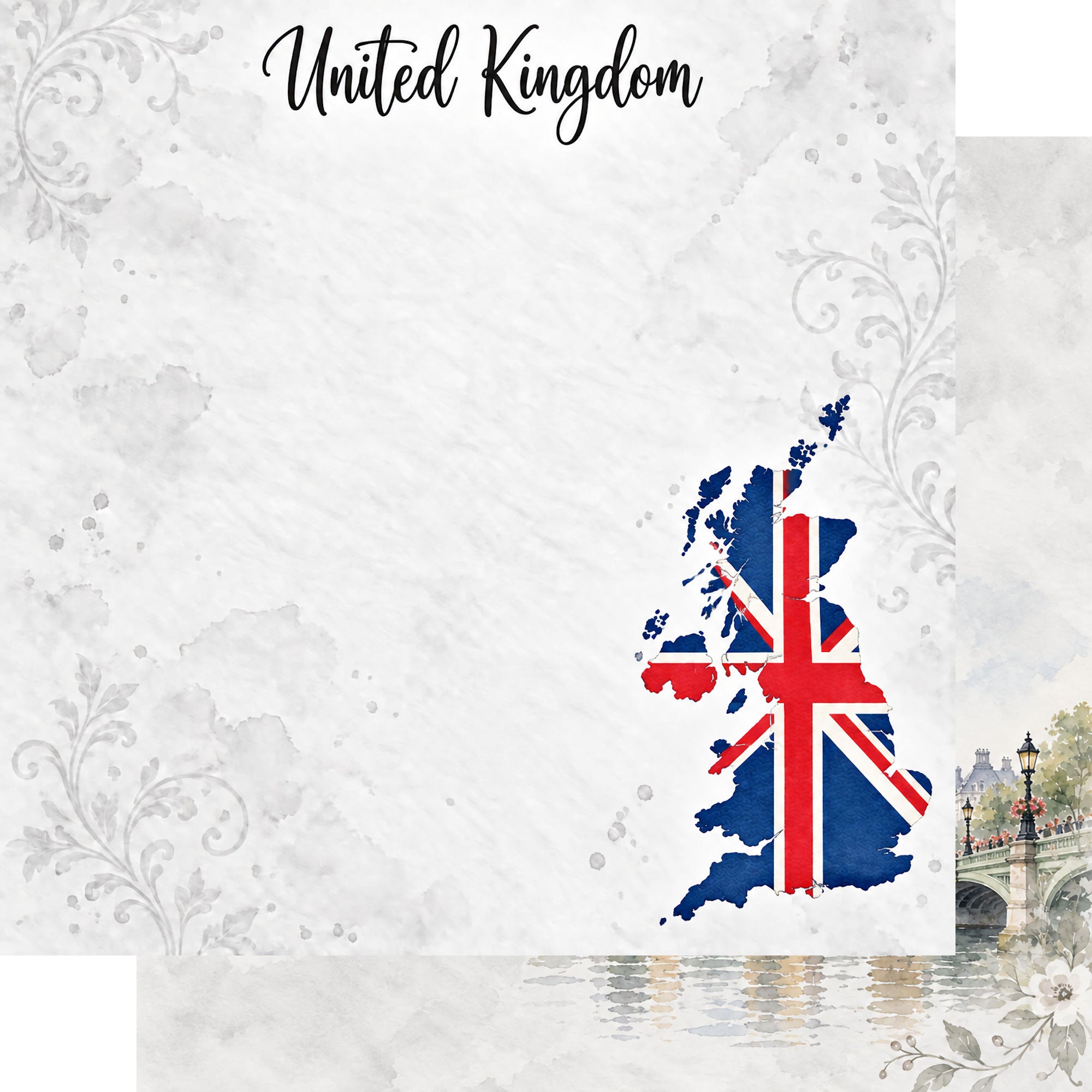 Around The World Collection United Kingdom London 12 x 12 Double-Sided Scrapbook Paper by SSC Designs