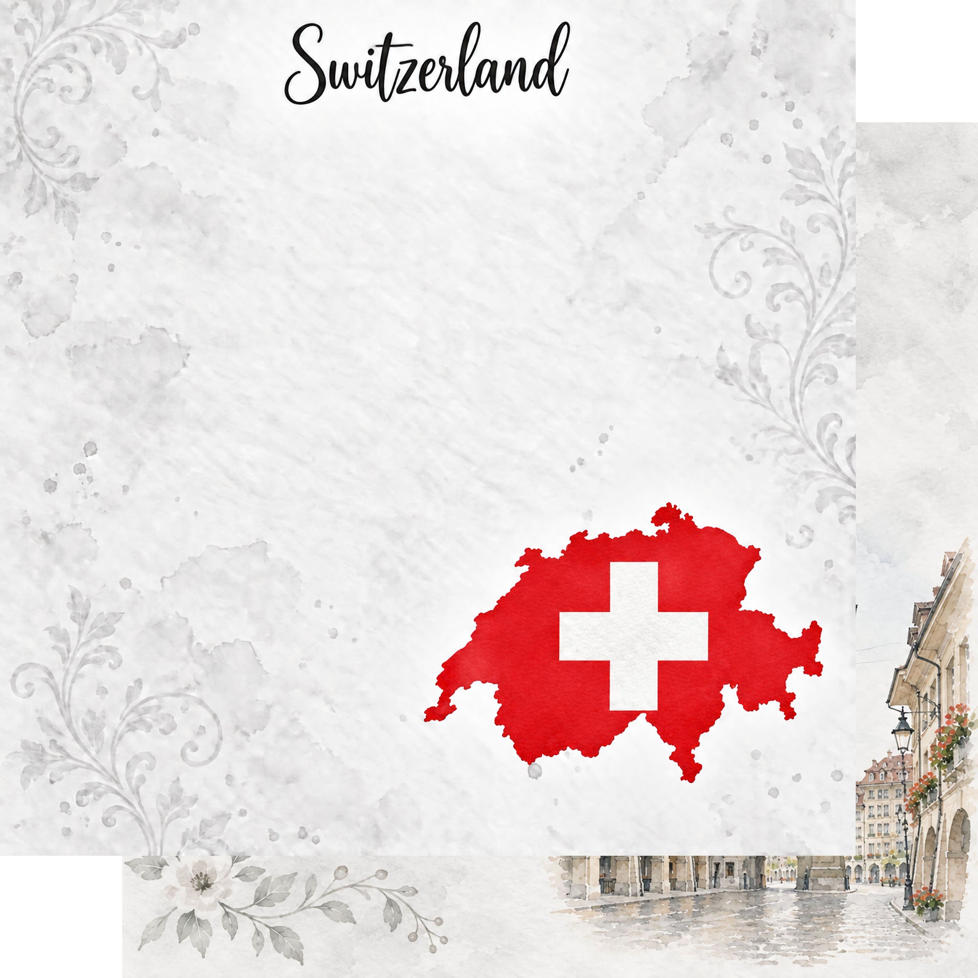 Around The World Collection Switzerland Bern 12 x 12 Double-Sided Scrapbook Paper by SSC Designs