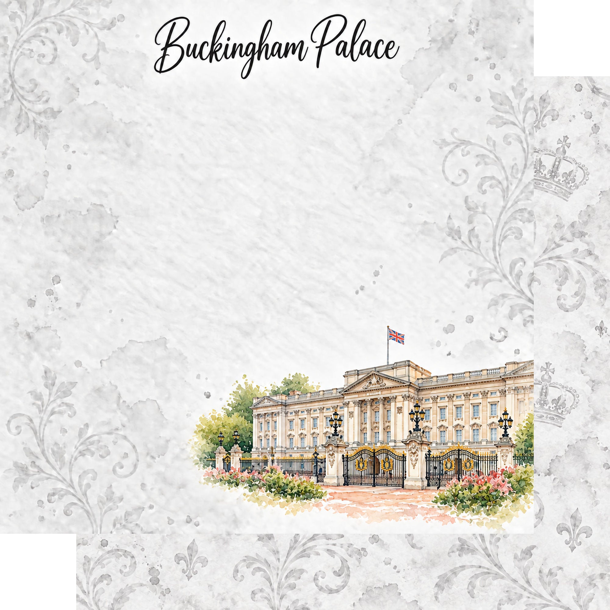 Around The World Collection United Kingdon Buckingham Palace 12 x 12 Double-Sided Scrapbook Paper by SSC Designs