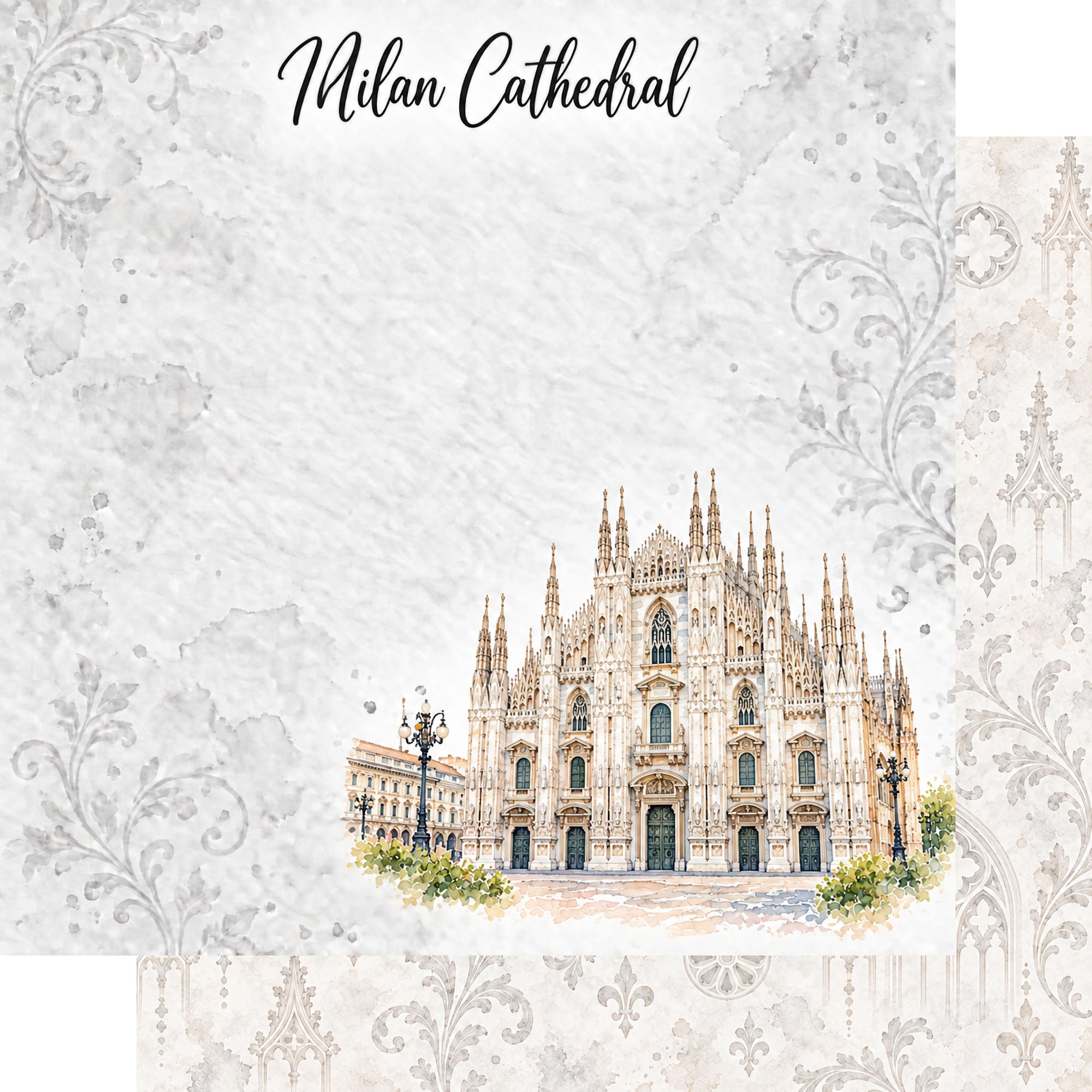 Around The World Collection Italy Milan Cathedral 12 x 12 Double-Sided Scrapbook Paper by SSC Designs