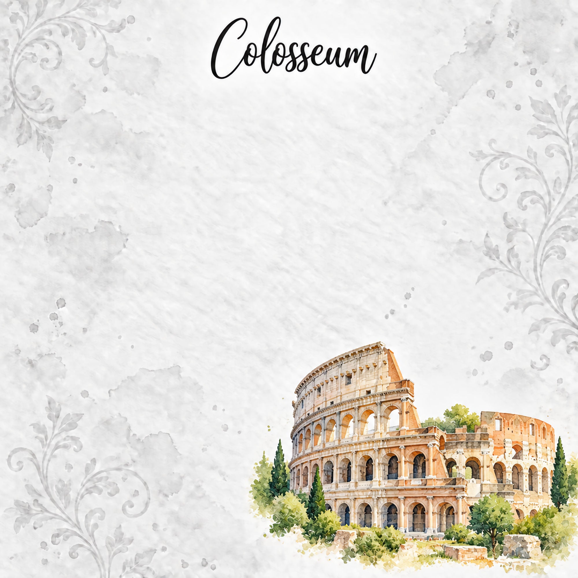 Around The World Collection Italy Colosseum 12 x 12 Double-Sided Scrapbook Paper by SSC Designs