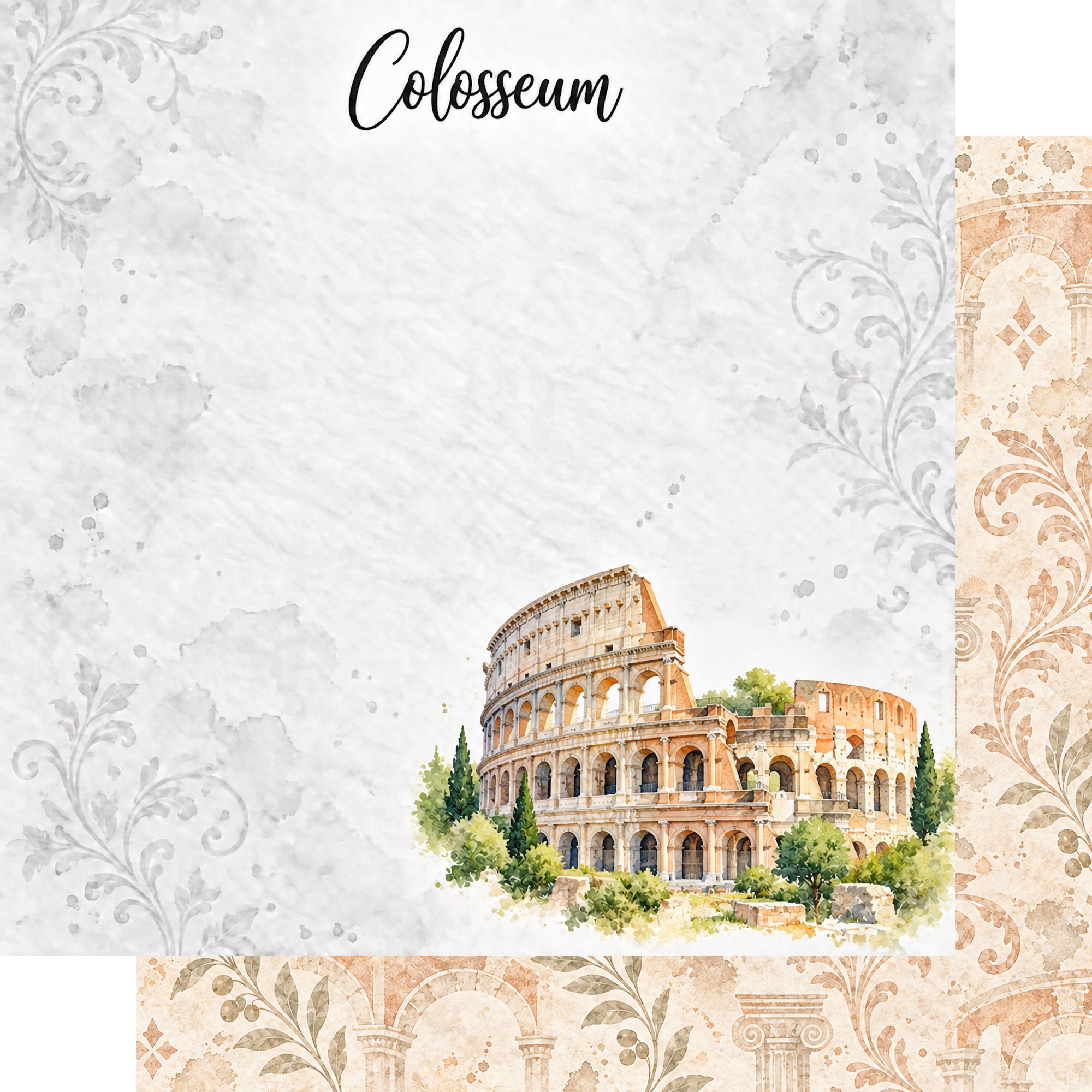 Around The World Collection Italy Colosseum 12 x 12 Double-Sided Scrapbook Paper by SSC Designs