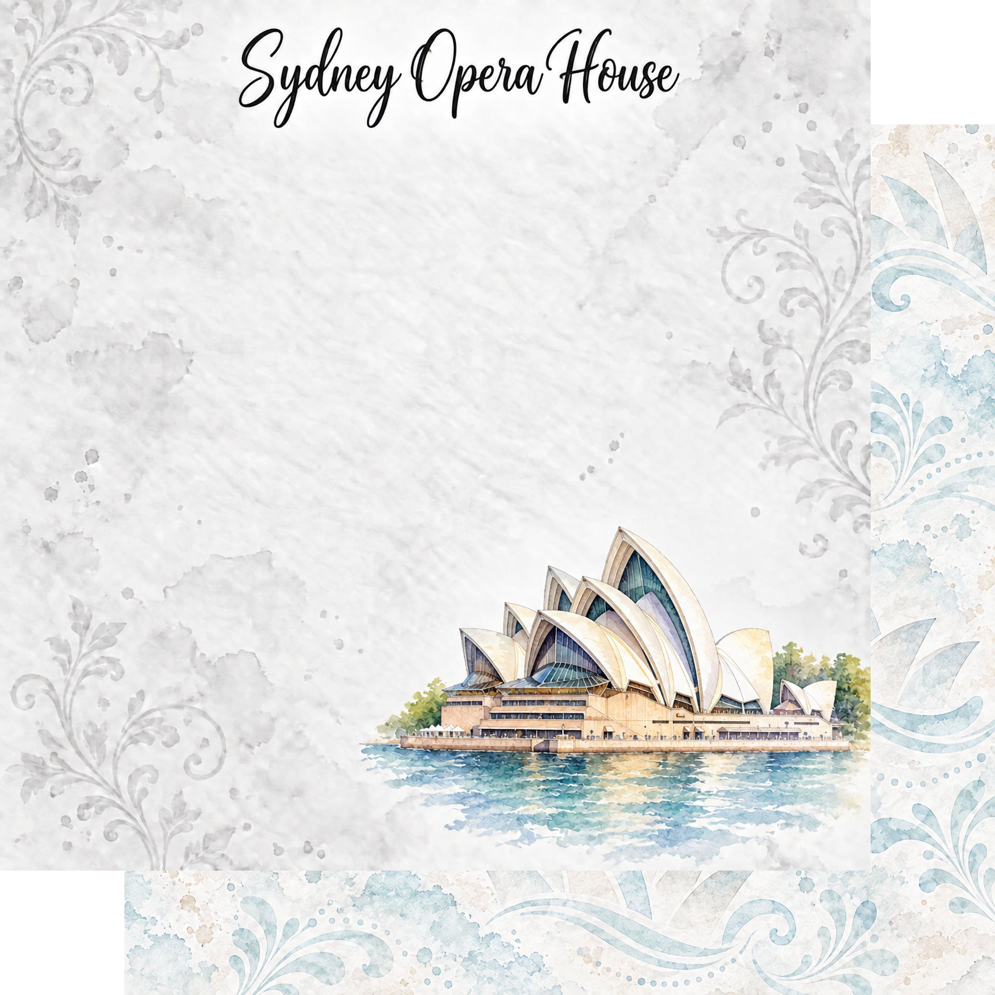 Around The World Collection Australia Sydney Opera House 12 x 12 Double-Sided Scrapbook Paper by SSC Designs