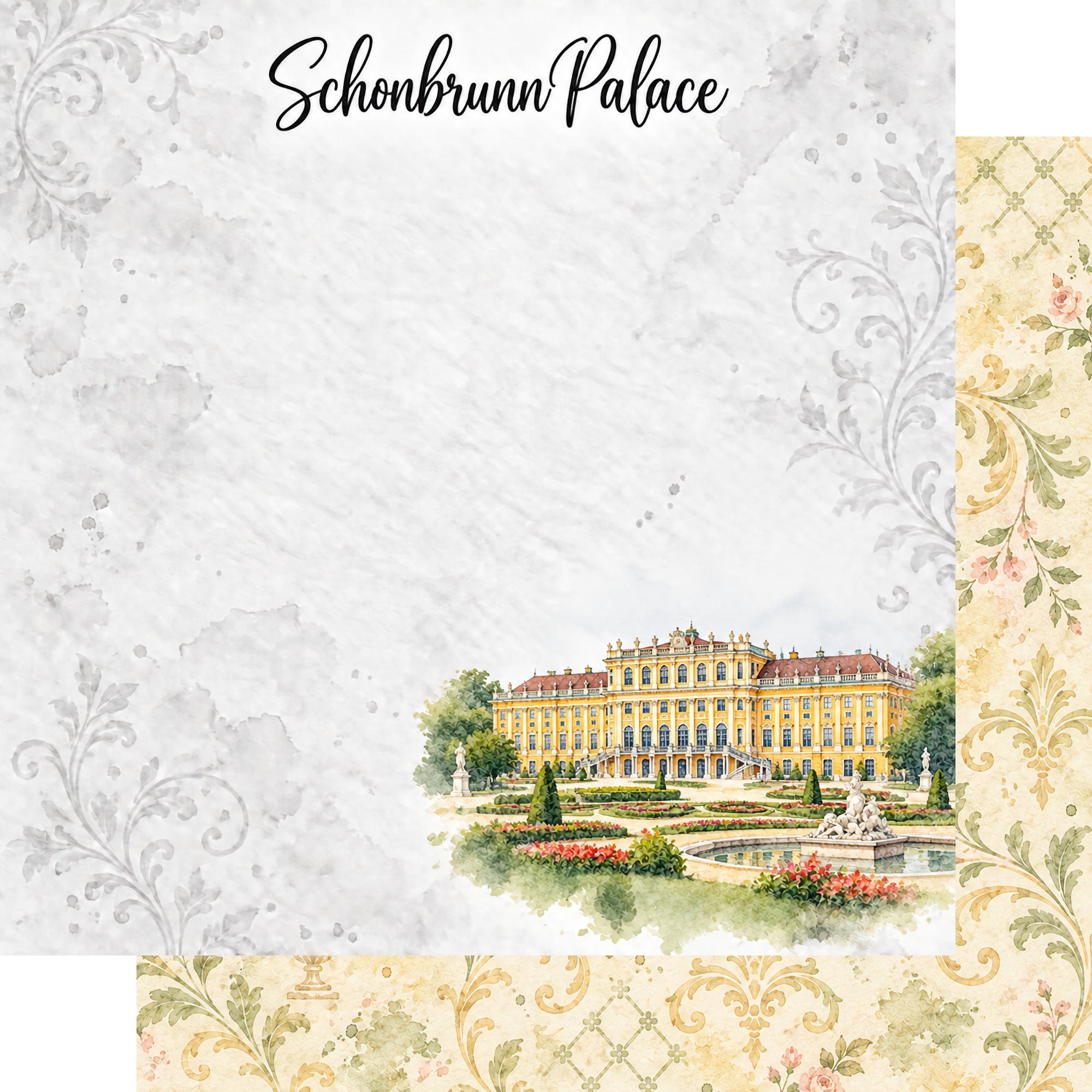 Around The World Collection Austria Schonbrunn Palace 12 x 12 Double-Sided Scrapbook Paper by SSC Designs