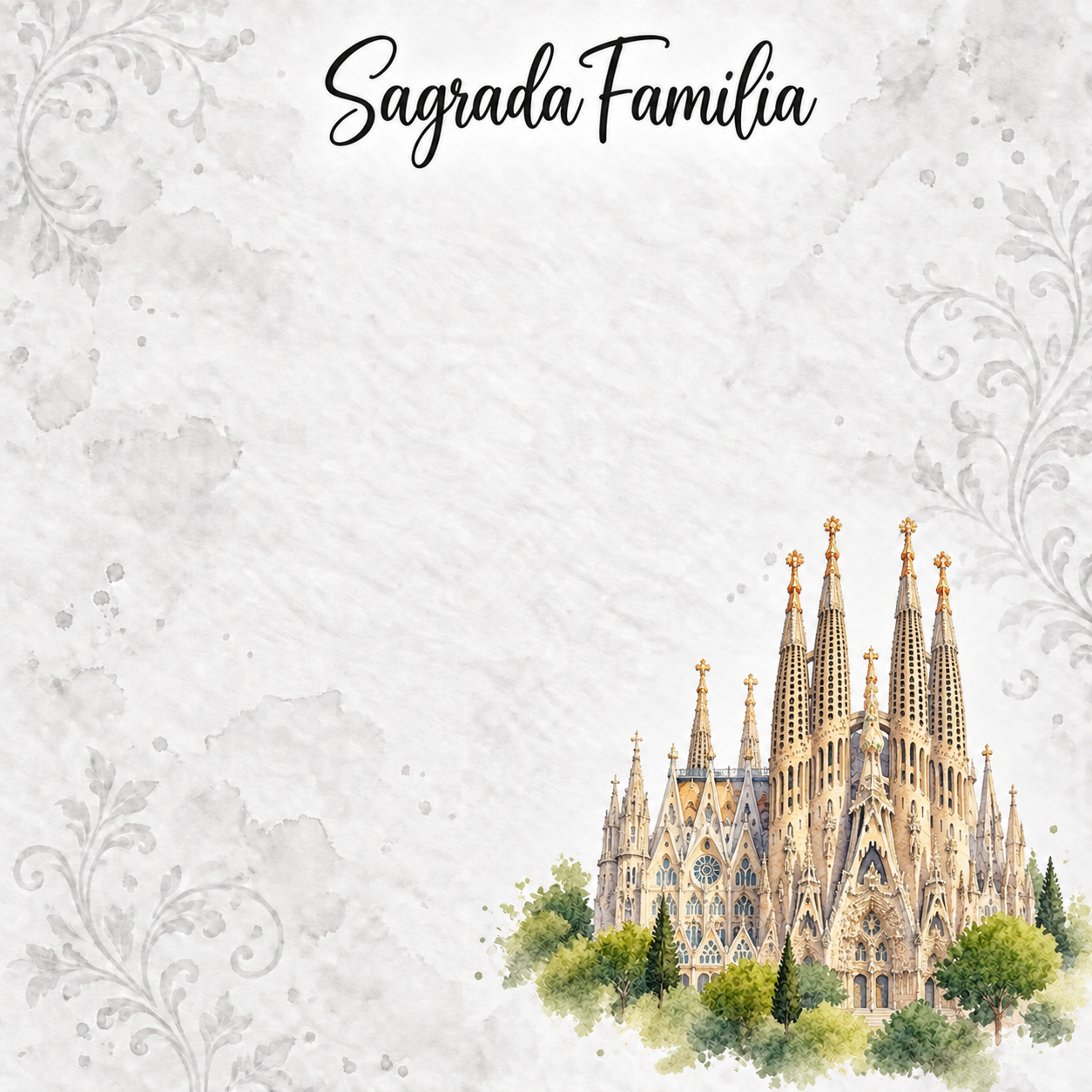Around The World Collection Spain Sagrada Familia 12 x 12 Double-Sided Scrapbook Paper by SSC Designs