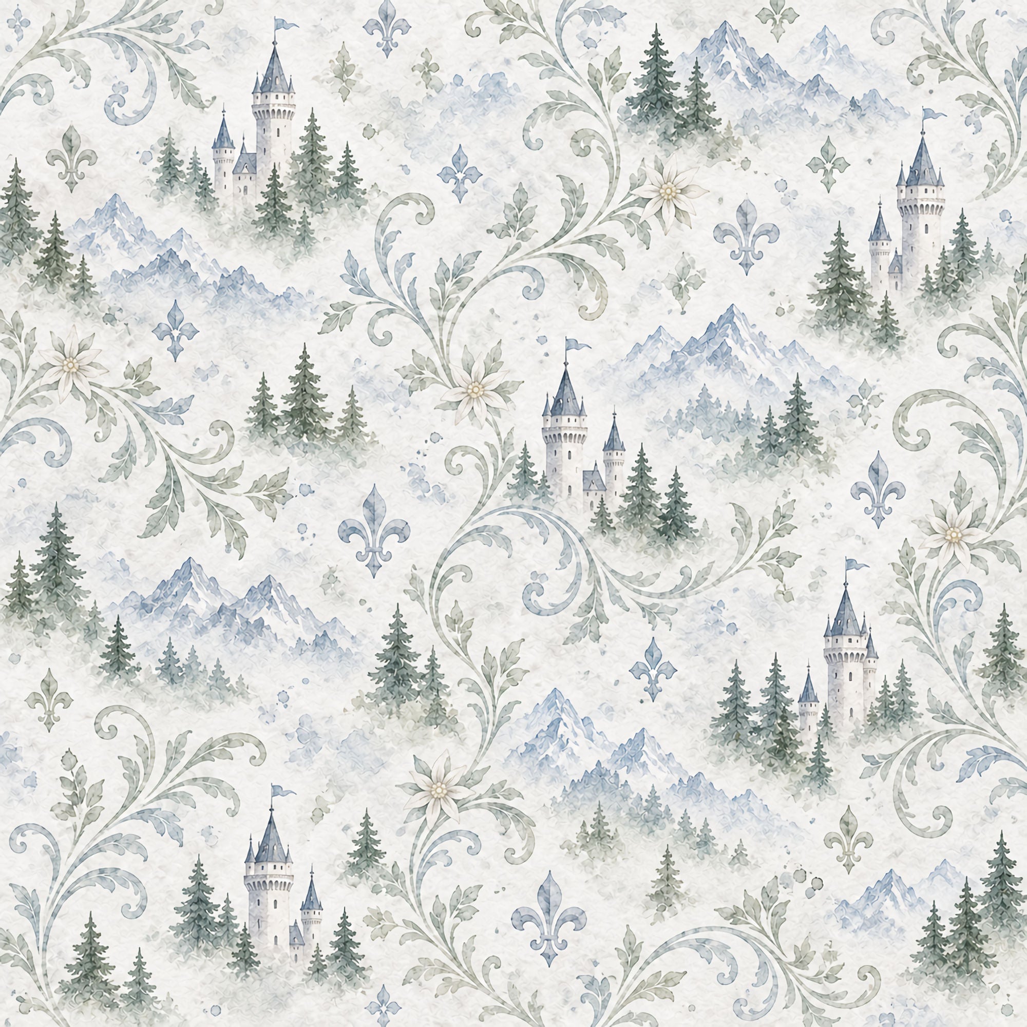 Around The World Collection Germany Newschwanstein Castle 12 x 12 Double-Sided Scrapbook Paper by SSC Designs