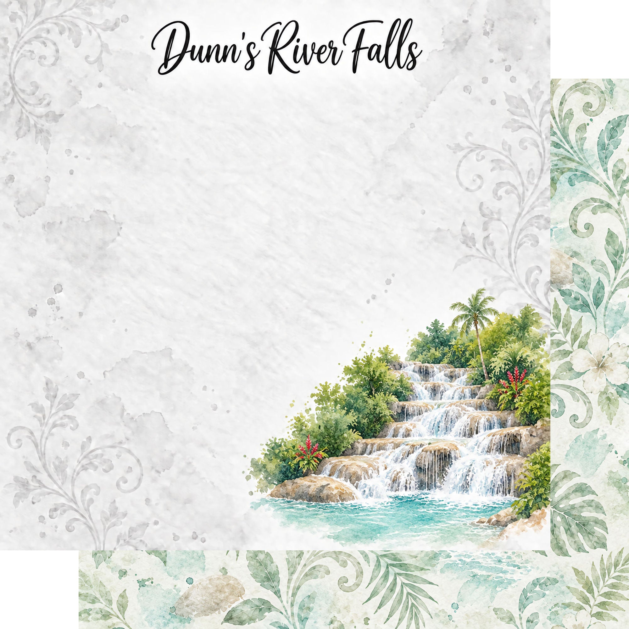 Around The World Collection Jamaica Dunn's River Falls 12 x 12 Double-Sided Scrapbook Paper by SSC Designs