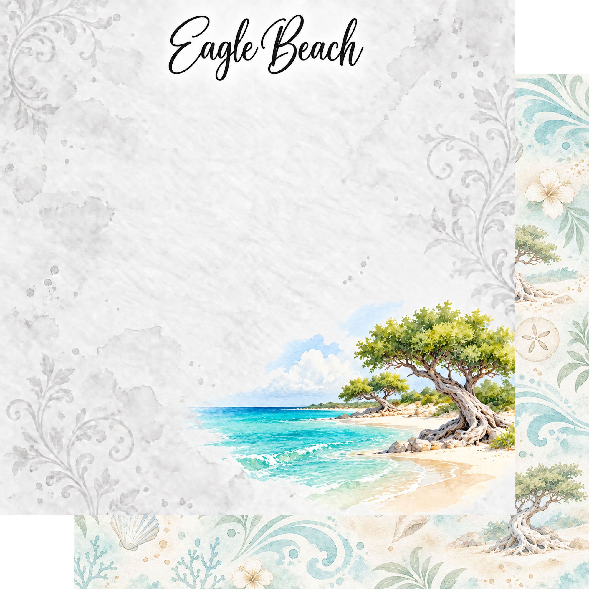 Around The World Collection Aruba Eagle Beach 12 x 12 Double-Sided Scrapbook Paper by SSC Designs