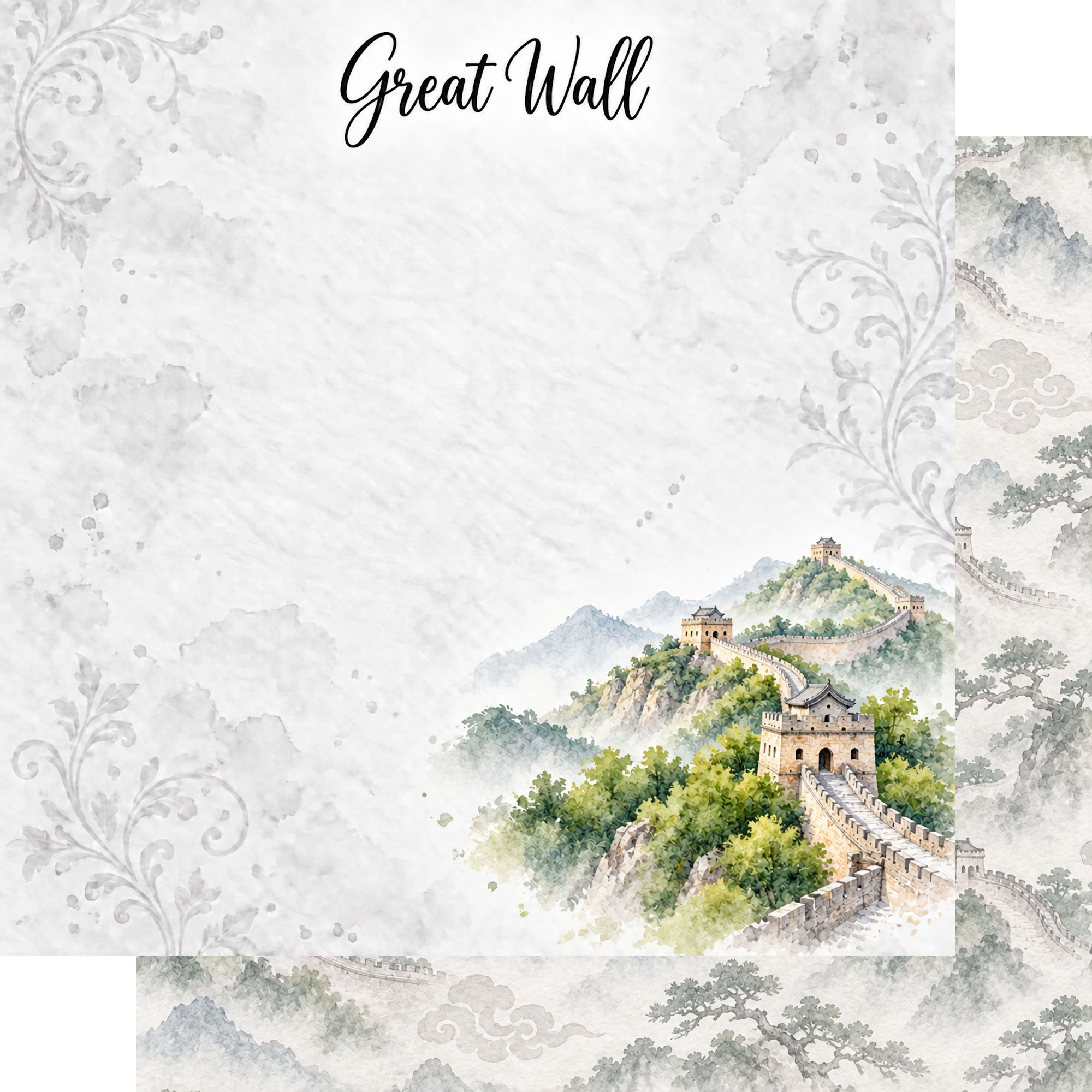 Around The World Collection China Great Wall 12 x 12 Double-Sided Scrapbook Paper by SSC Designs
