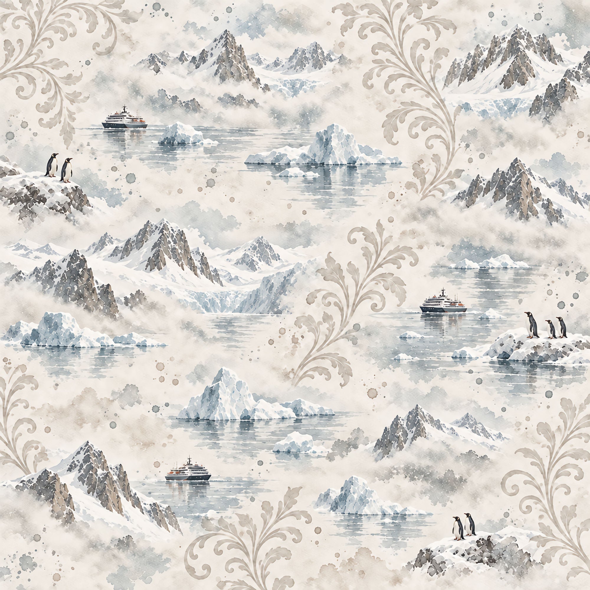 Around The World Collection Antarctica Lemaire Channel 12 x 12 Double-Sided Scrapbook Paper by SSC Designs