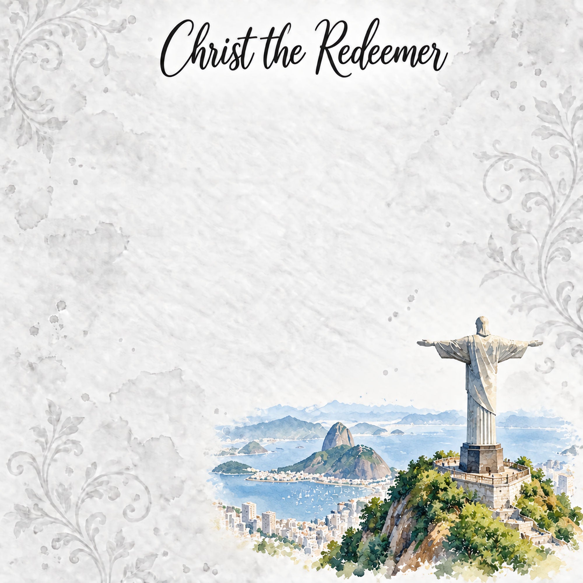 Around The World Collection Brazil Christ The Redeemer 12 x 12 Double-Sided Scrapbook Paper by SSC Designs