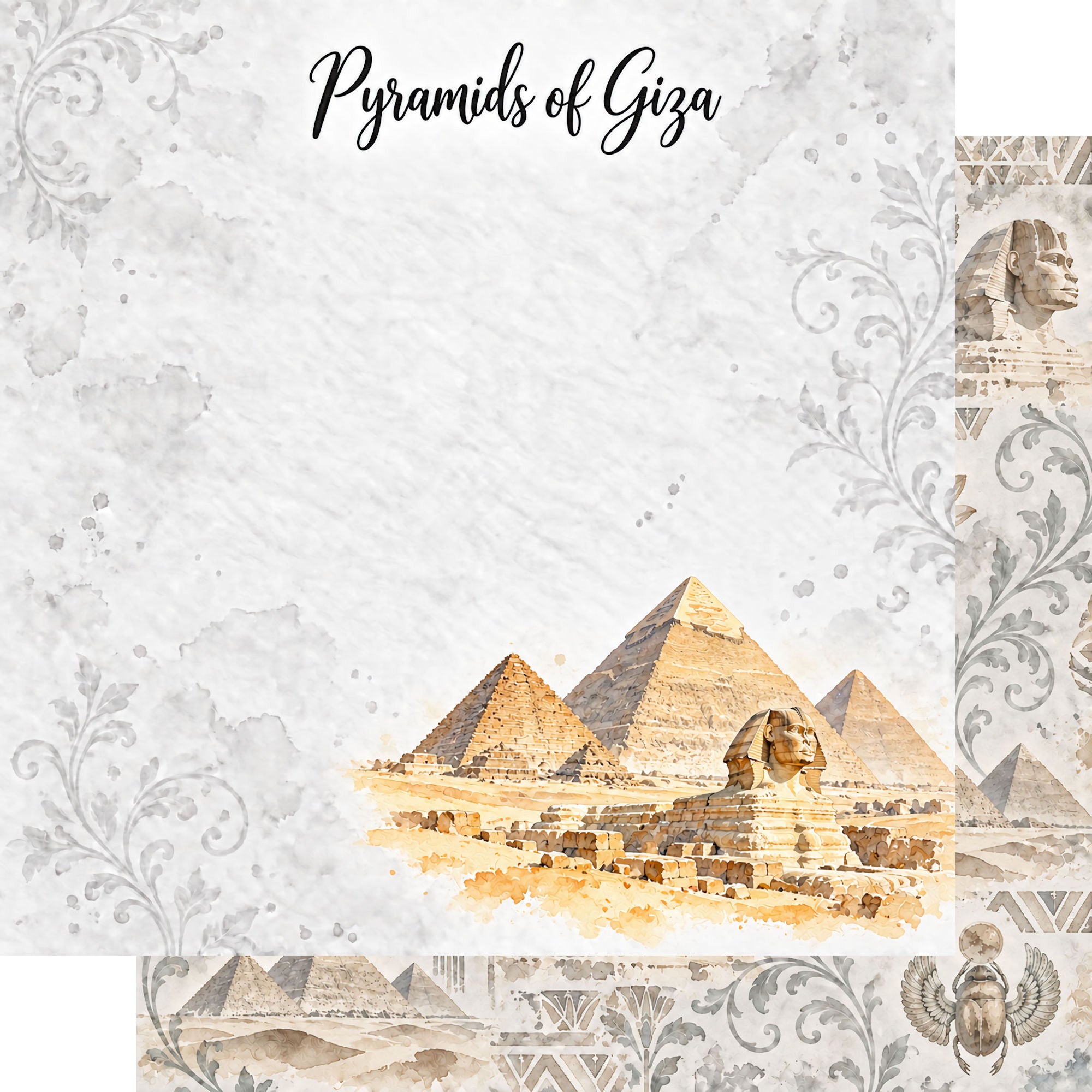 Around The World Collection Egypt Pyramids of Giza 12 x 12 Double-Sided Scrapbook Paper by SSC Designs