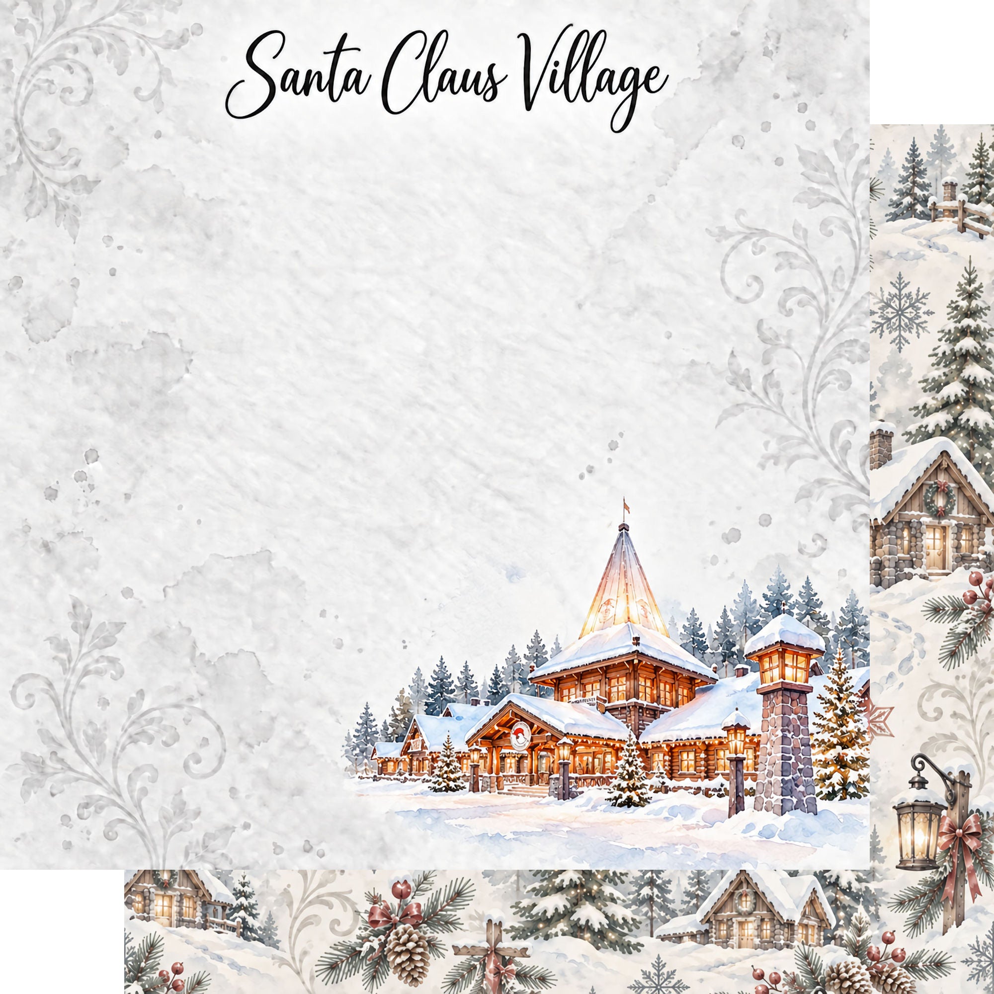 Around The World Collection Finland Santa Claus Village 12 x 12 Double-Sided Scrapbook Paper by SSC Designs