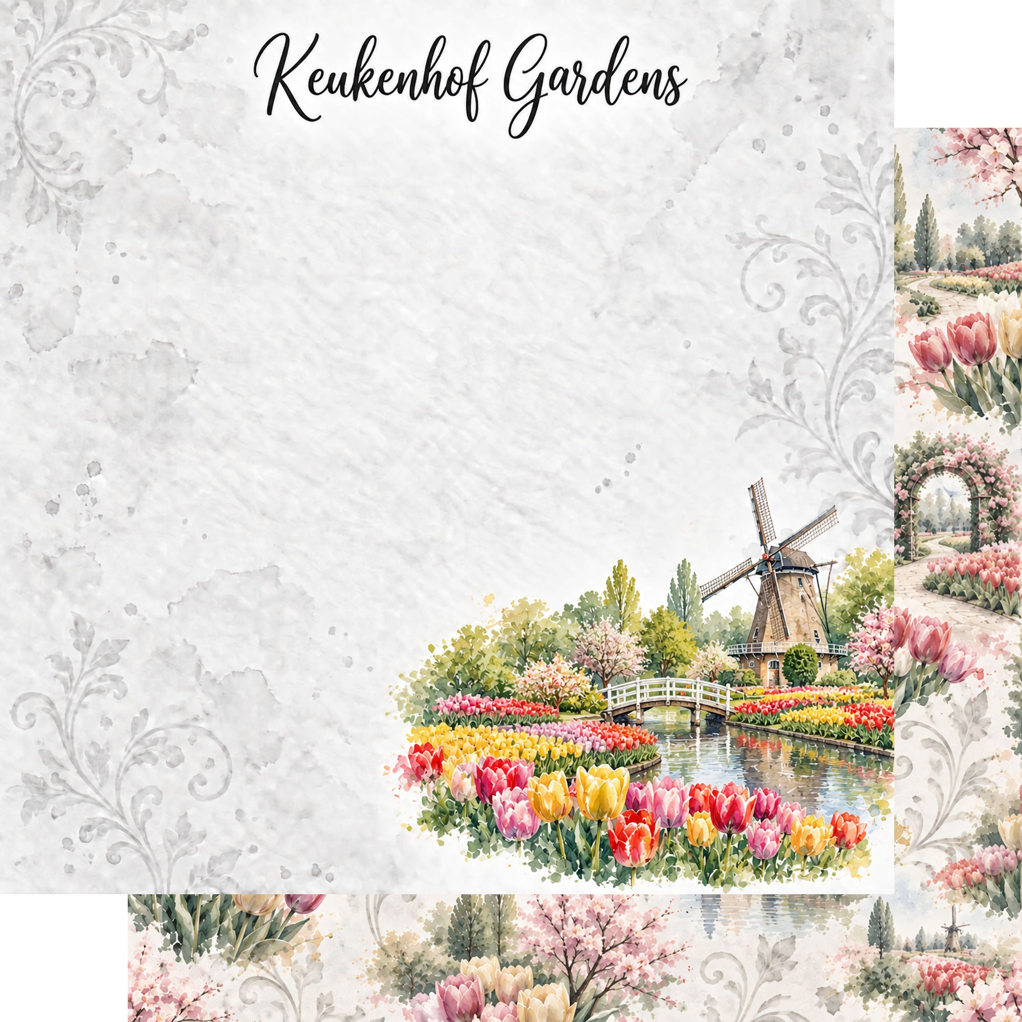 Around The World Collection Holland Keukenhof Gardens 12 x 12 Double-Sided Scrapbook Paper by SSC Designs