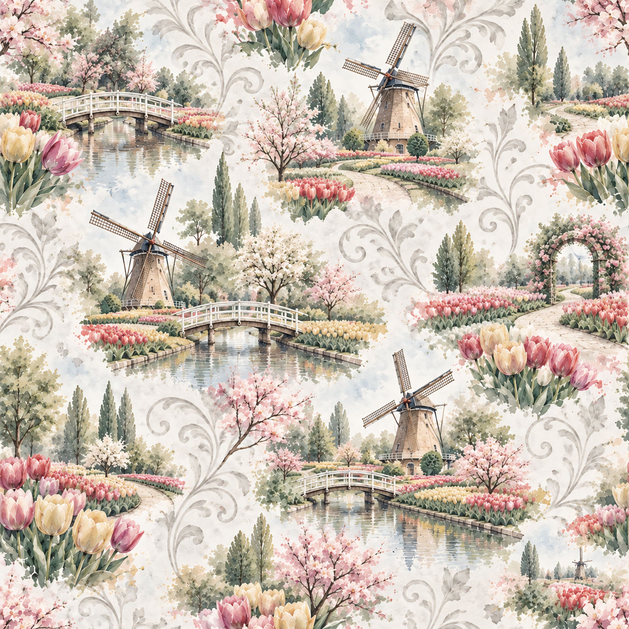 Around The World Collection Holland Keukenhof Gardens 12 x 12 Double-Sided Scrapbook Paper by SSC Designs