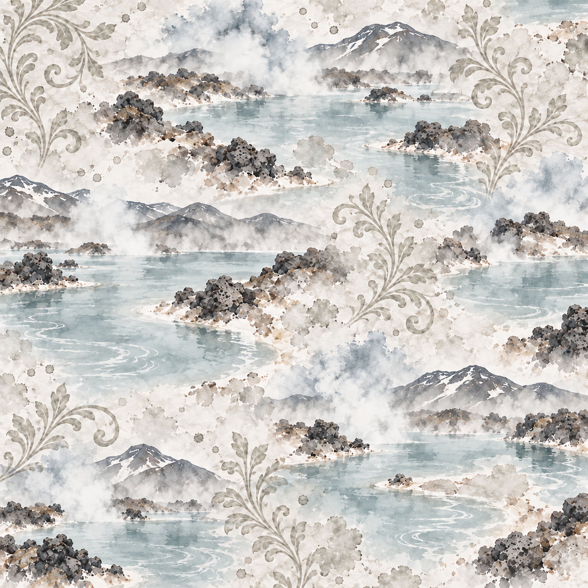 Around The World Collection Iceland Blue Lagoon 12 x 12 Double-Sided Scrapbook Paper by SSC Designs